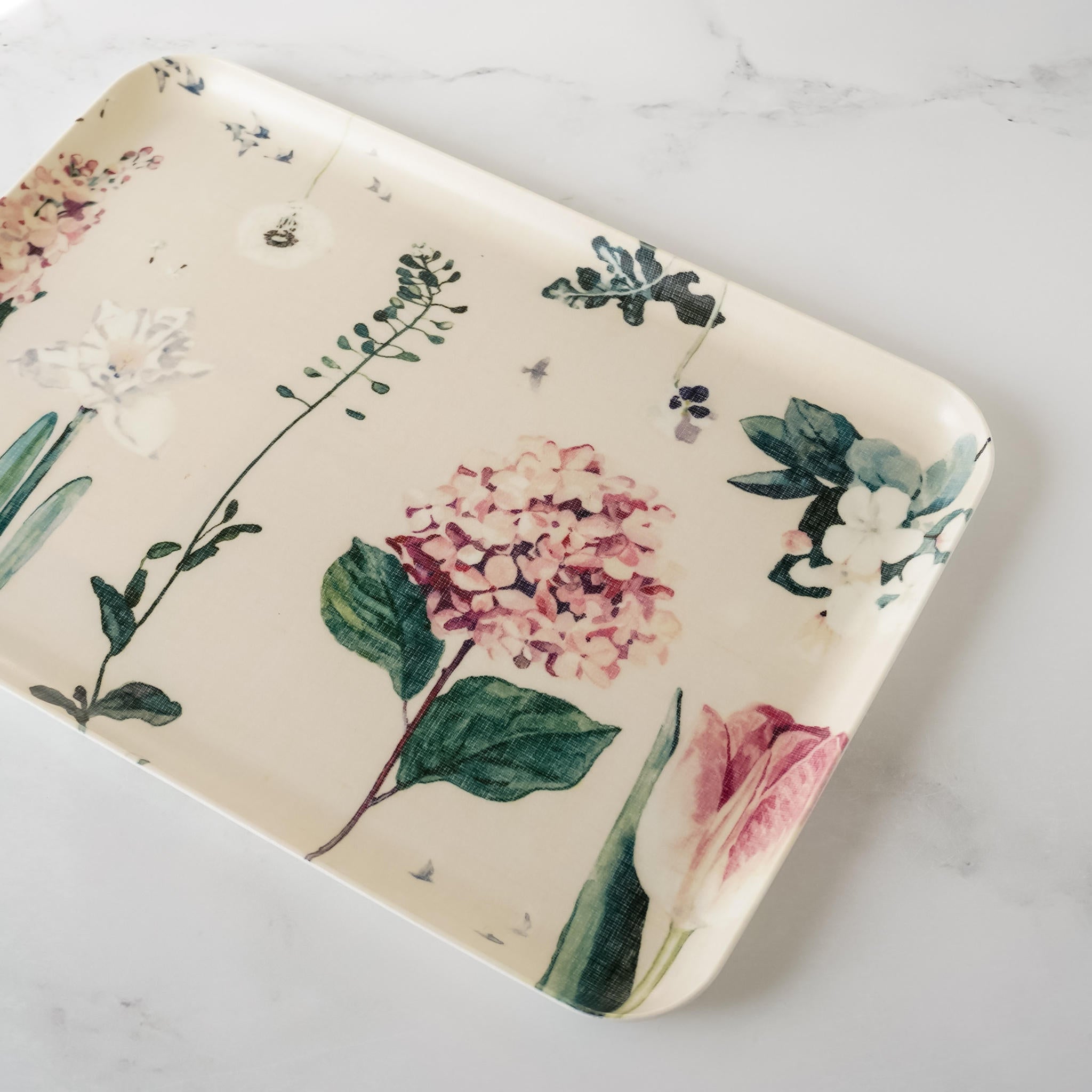 botanical printed linen tray