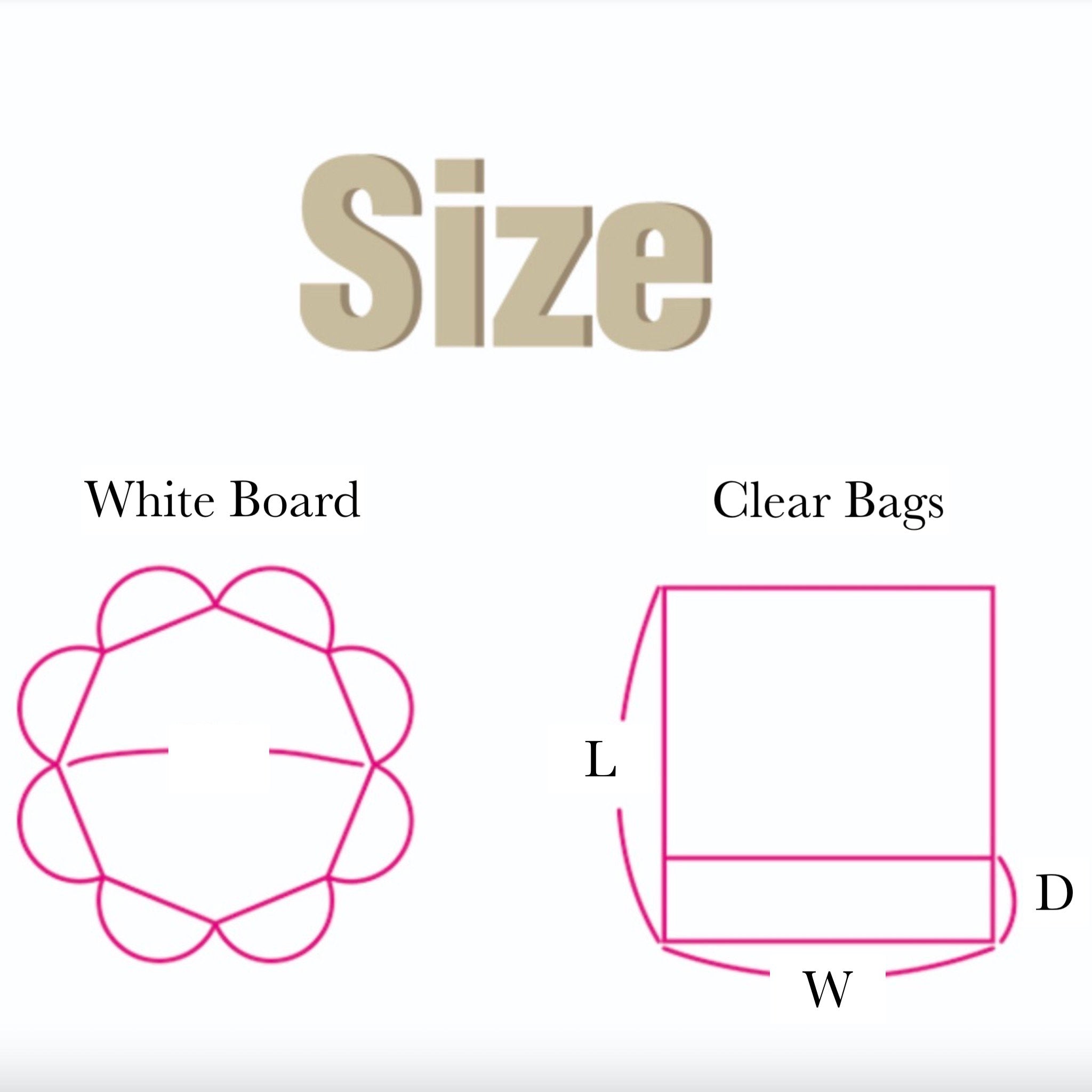 cake board and bakery bags - dimensions
