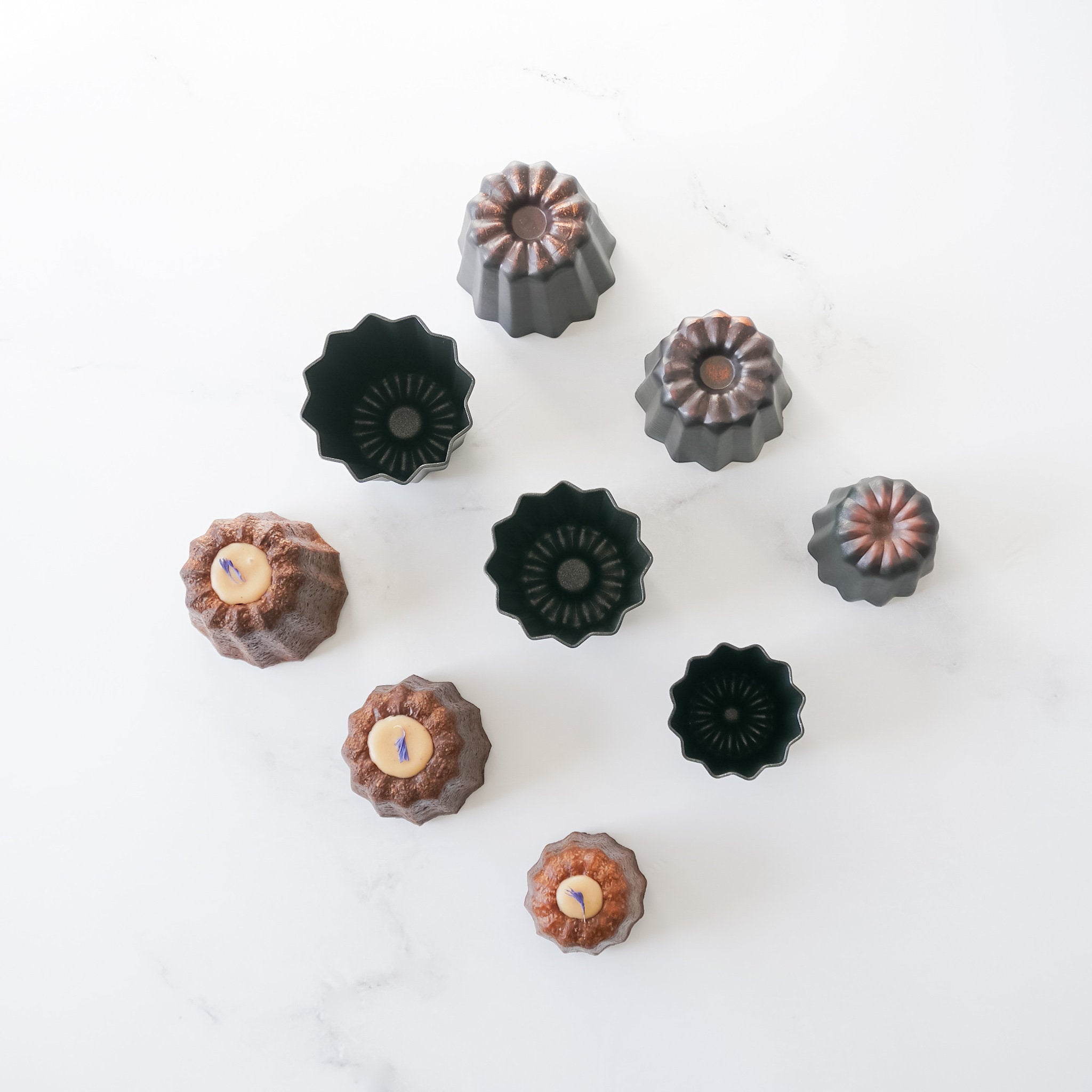 canele molds in 3 sizes