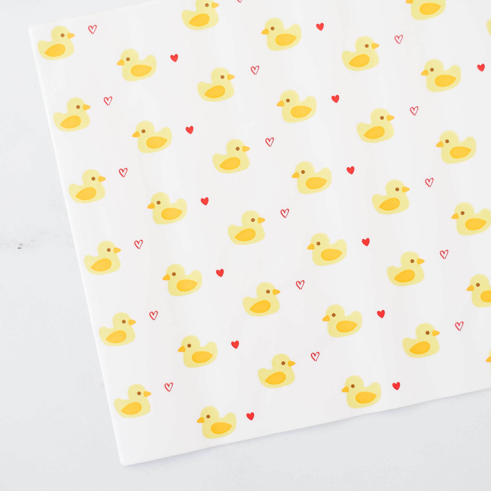 yellow duck and heart printed deli paper