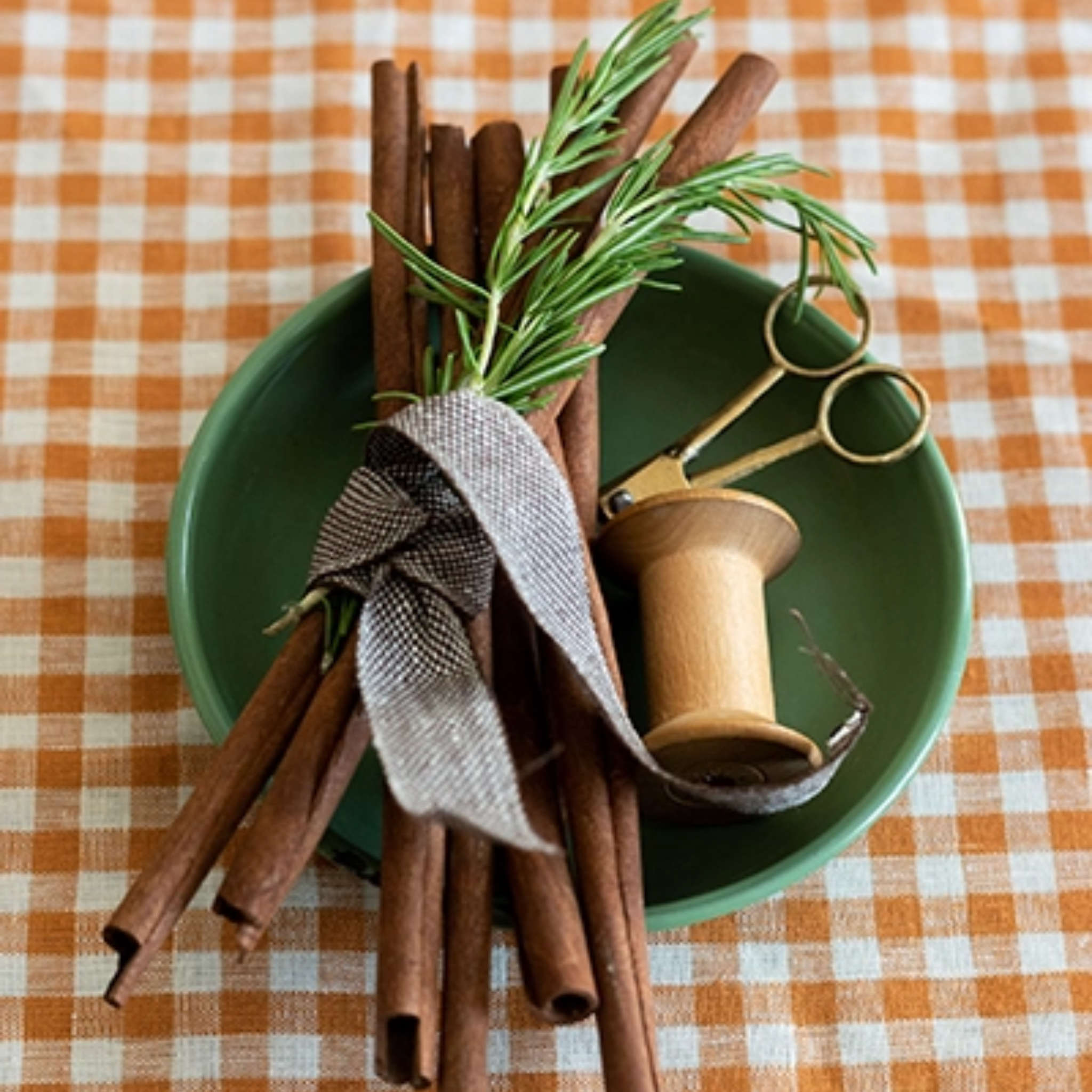 linen dish cloth in orange/natural, fog linen work