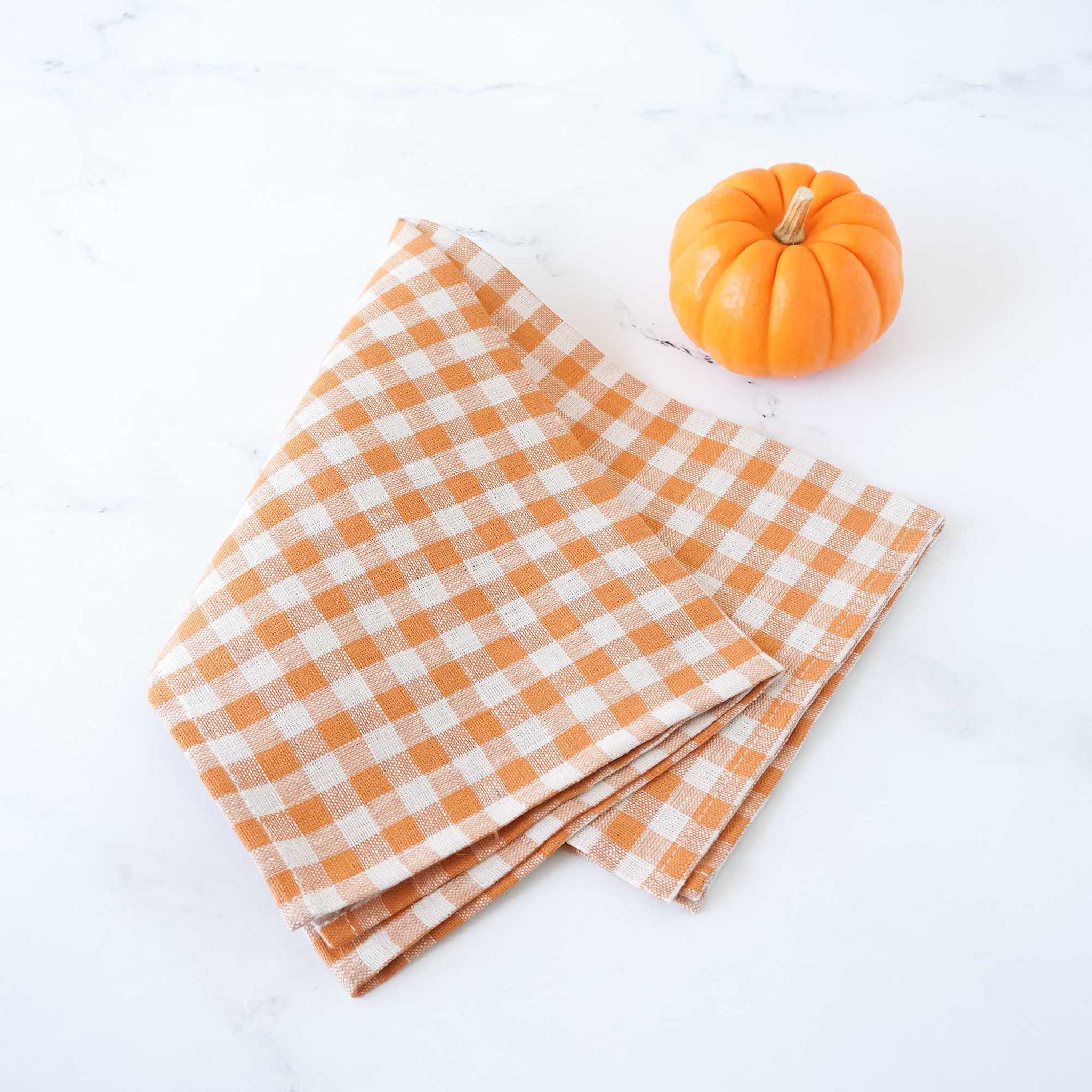 linen kitchen towel in orange/beige, fog linen work