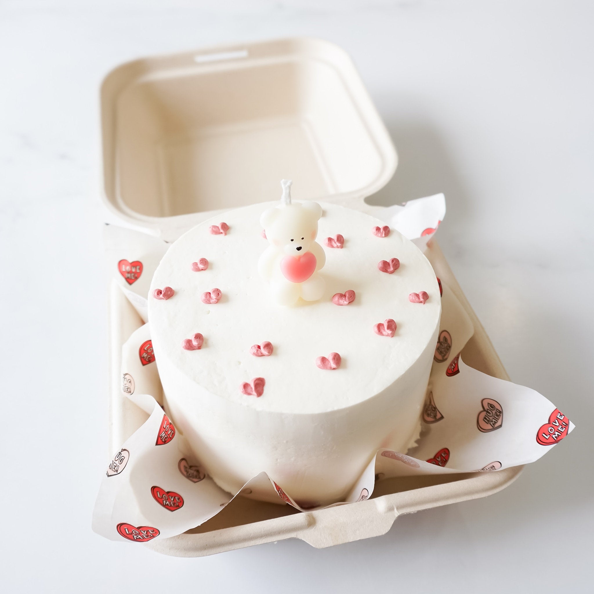 bento heart cake, heart printed deli paper
