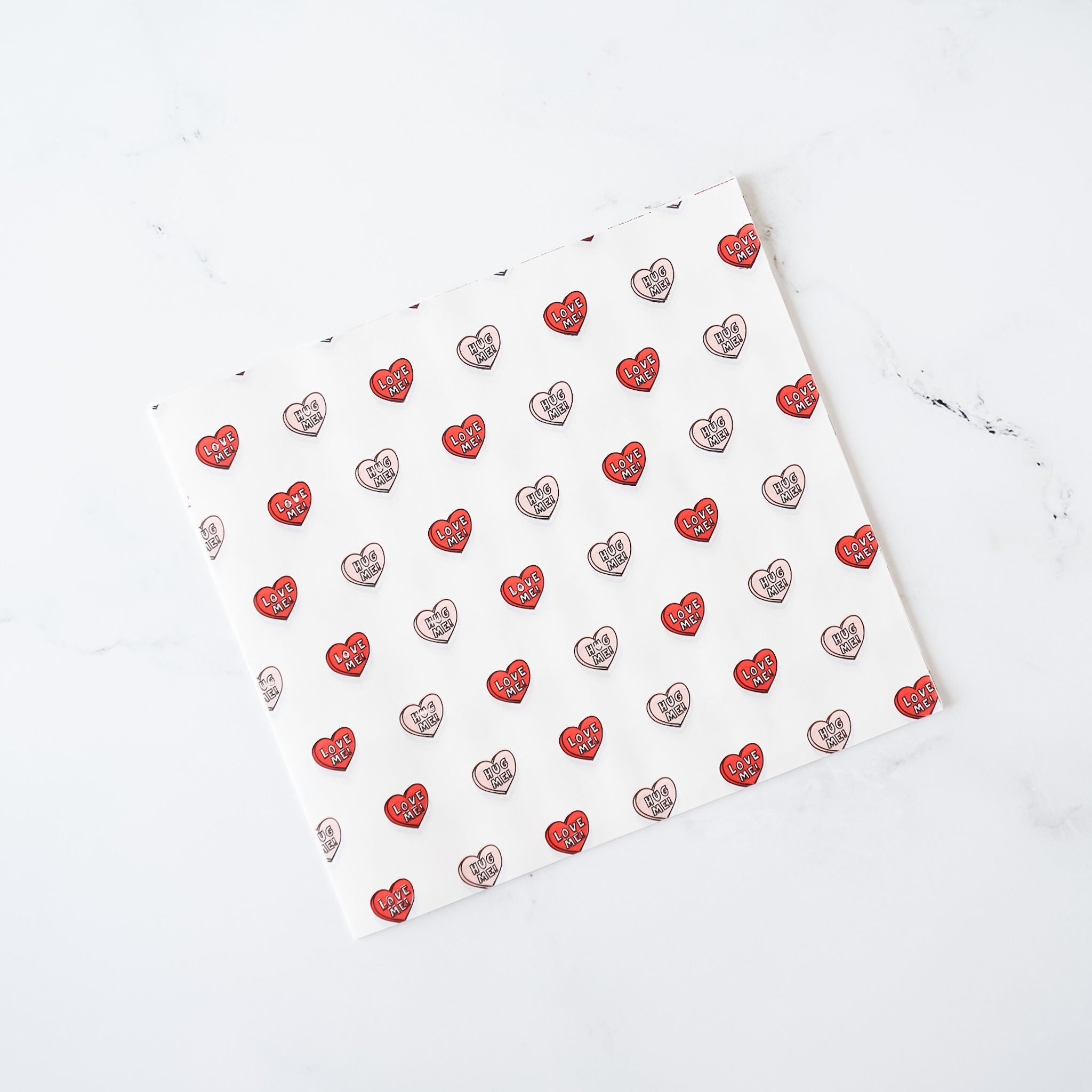 mini red heart printed deli paper