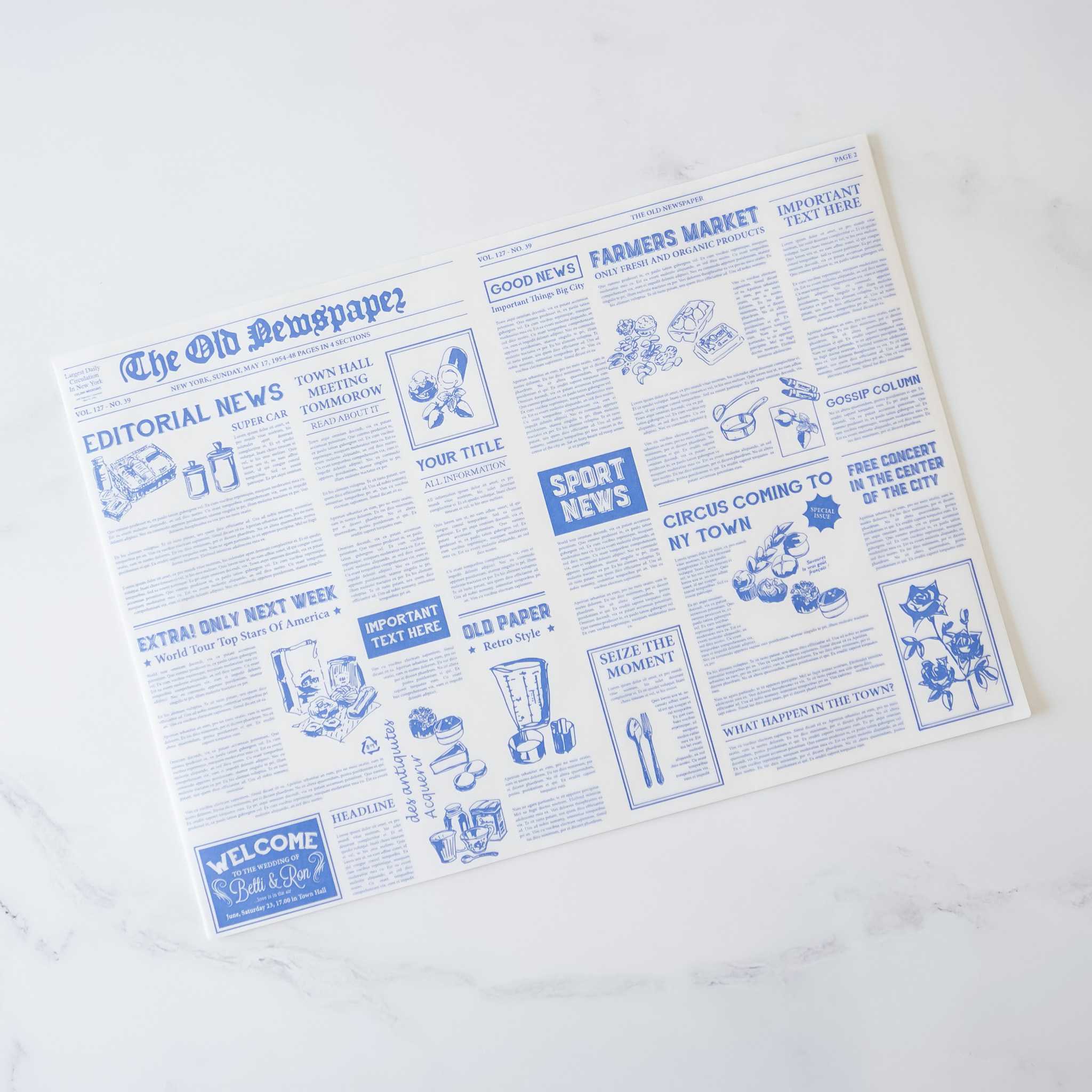 newspaper print deli paper