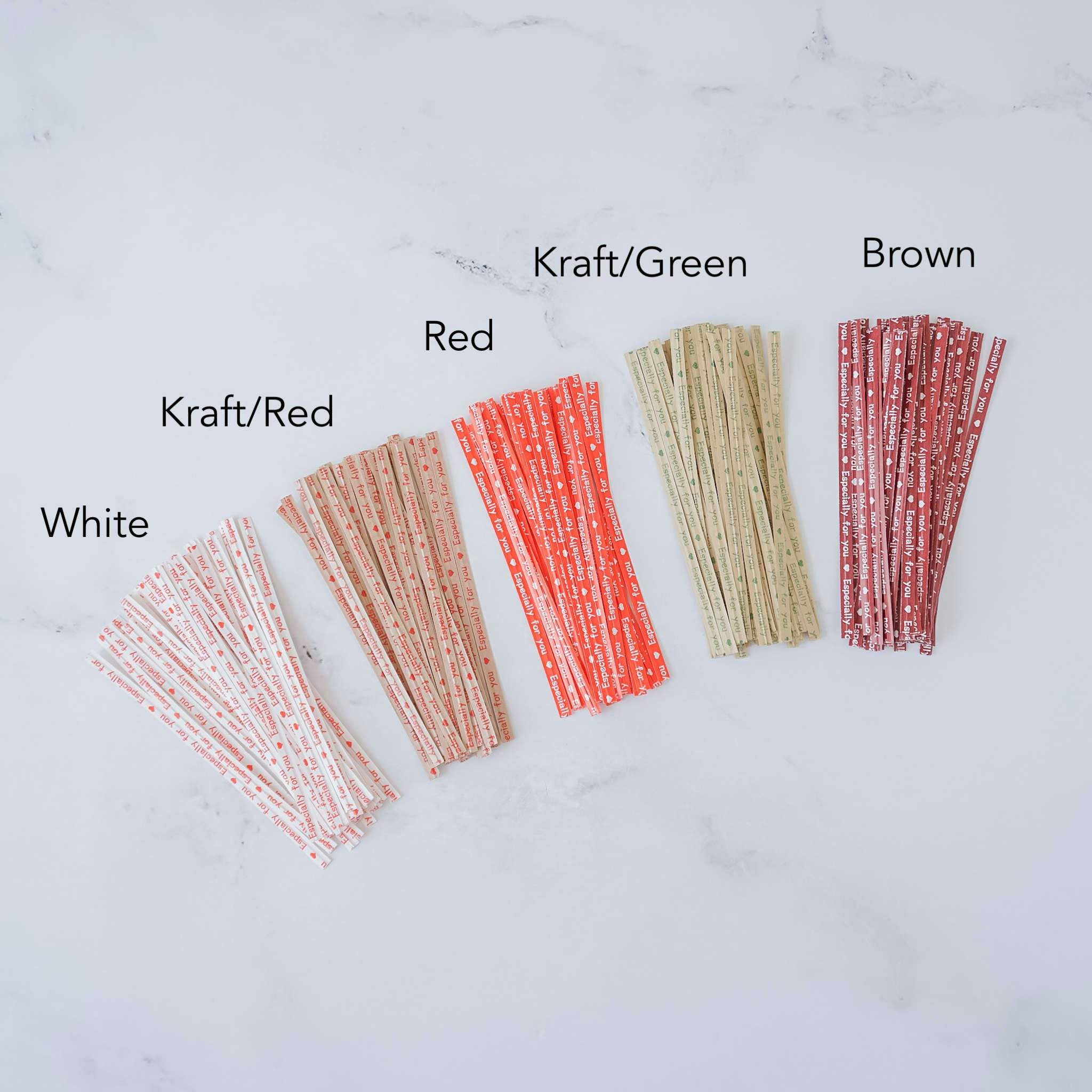 paper twist ties in 5 colors
