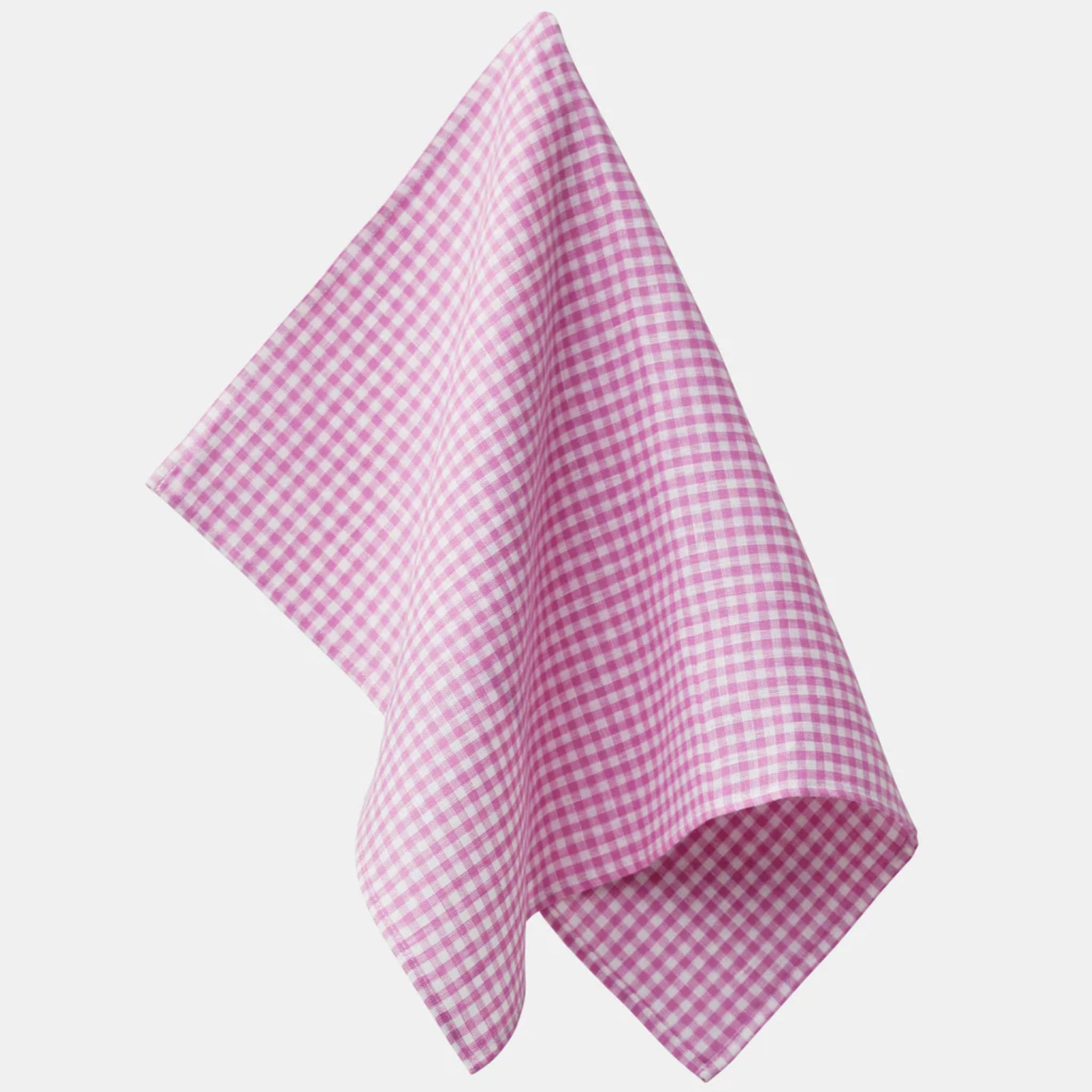 pink gingham check linen kitchen cloth