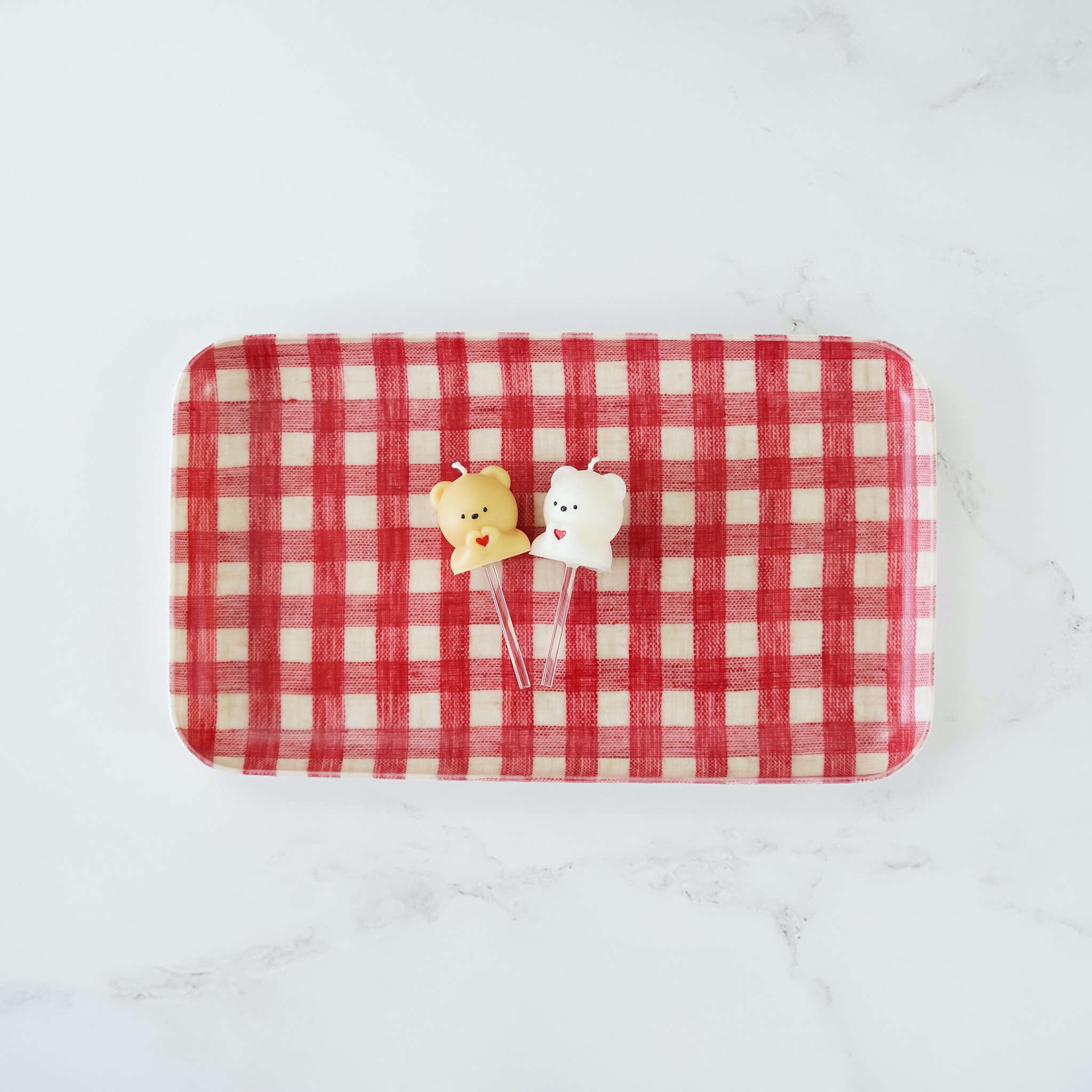 red gingham check tray