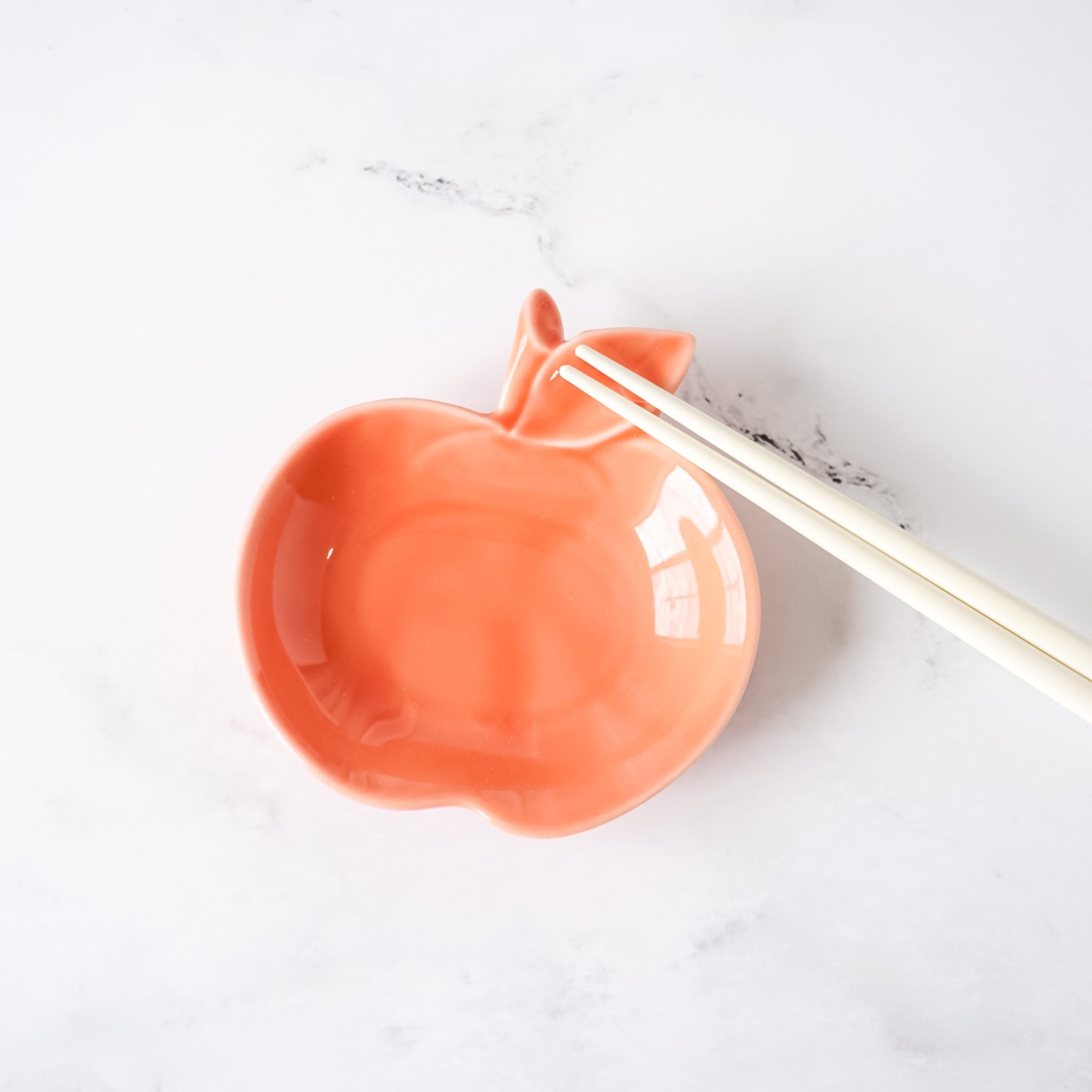 small apple dessert plate in coral