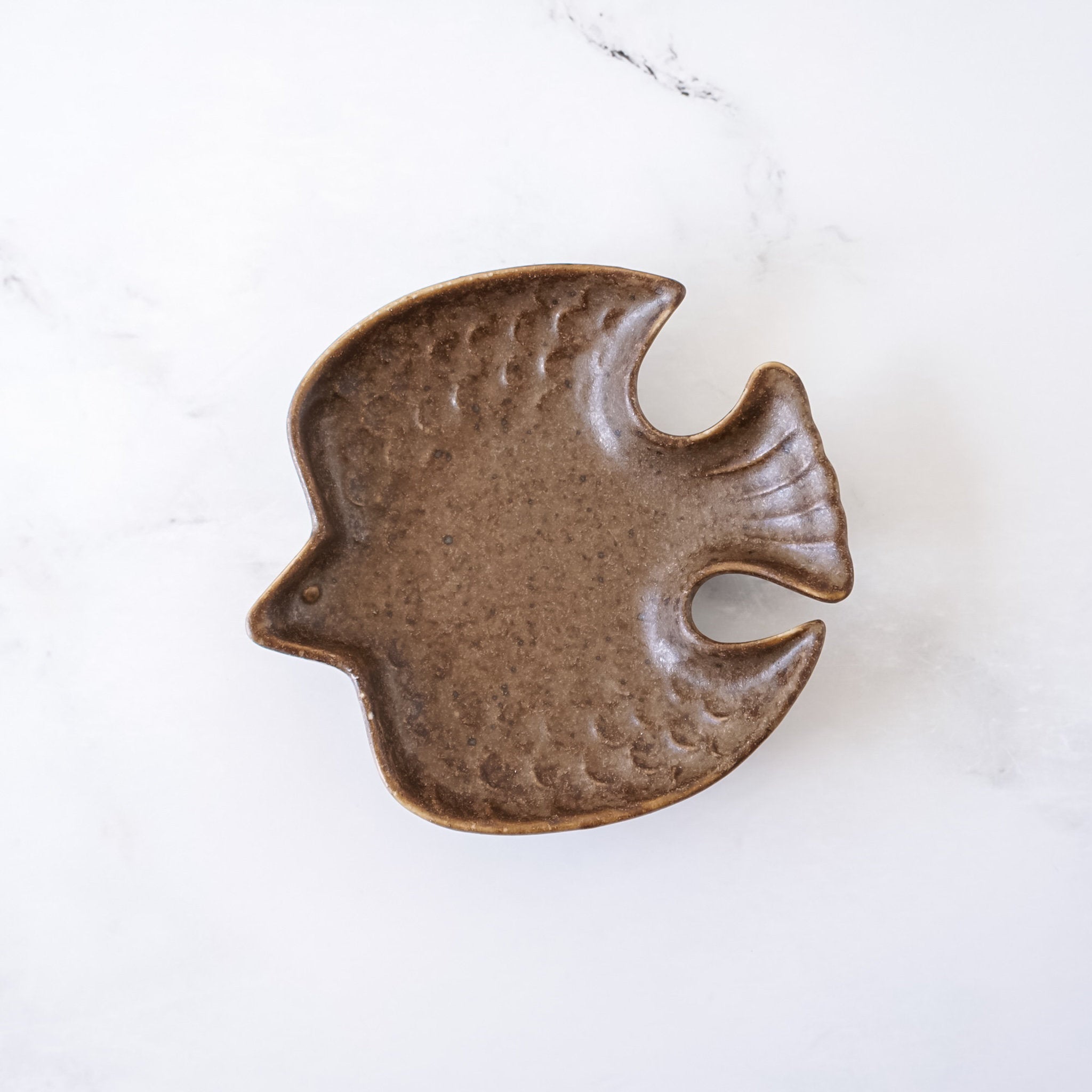 small bird side plate in matte brown