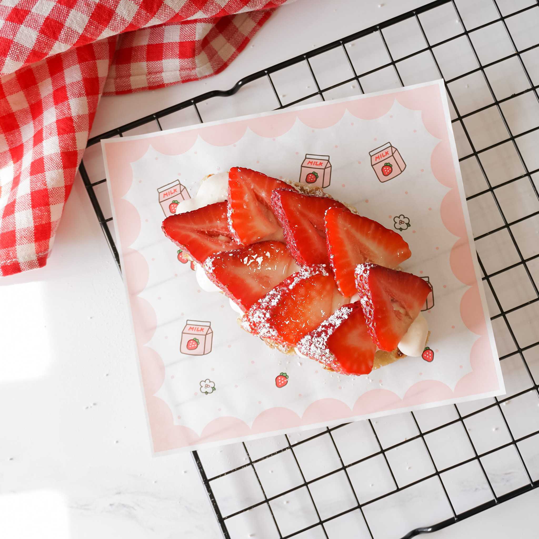 strawberry milk printed deli paper