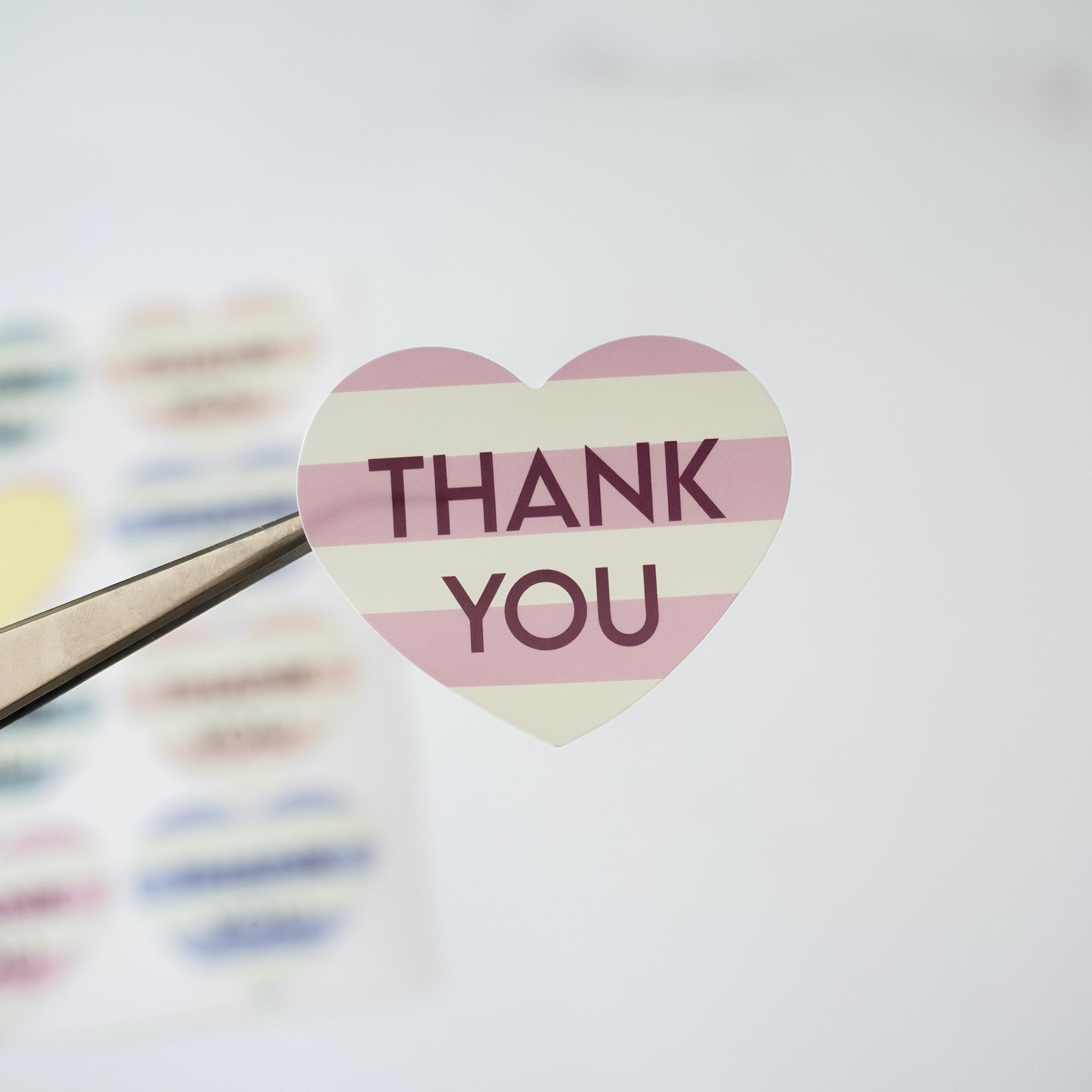 thank you sticker in pink stripe