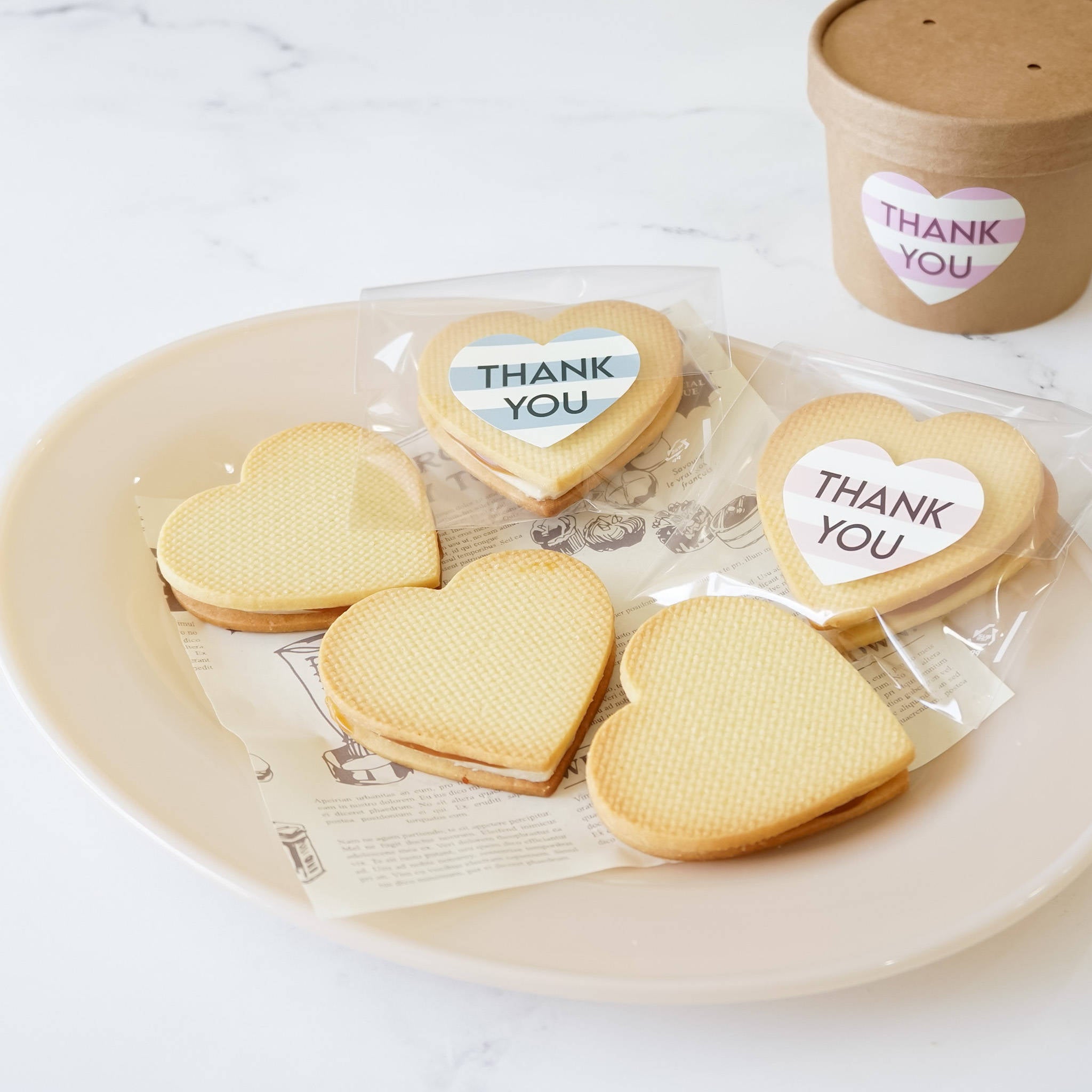 heart shaped cookies on deli paper