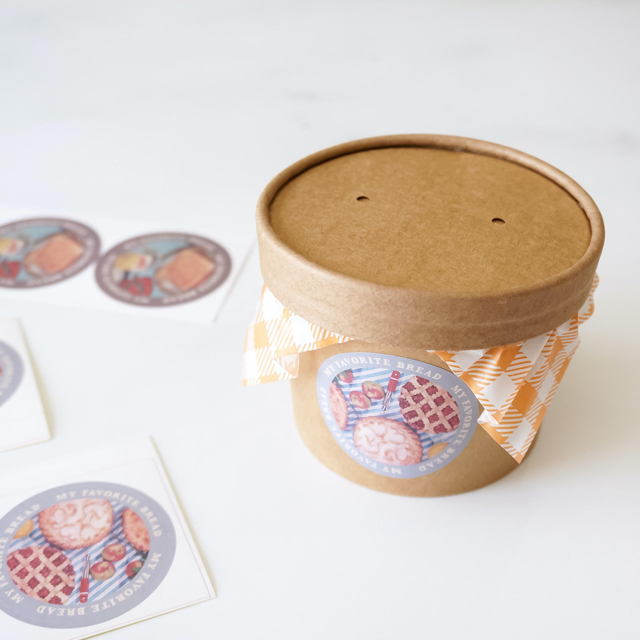 vintage stickers, orange deli paper