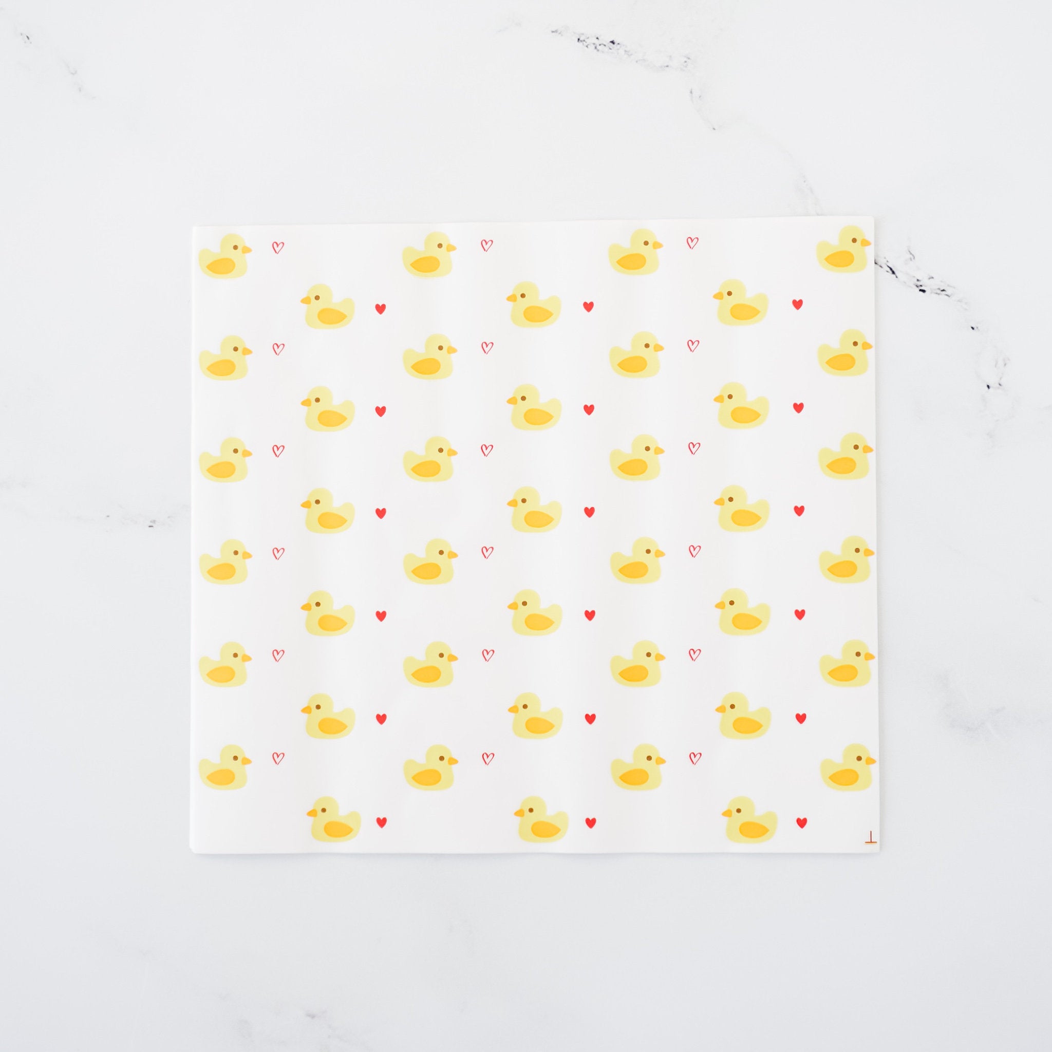 yellow duck and heart printed deli paper