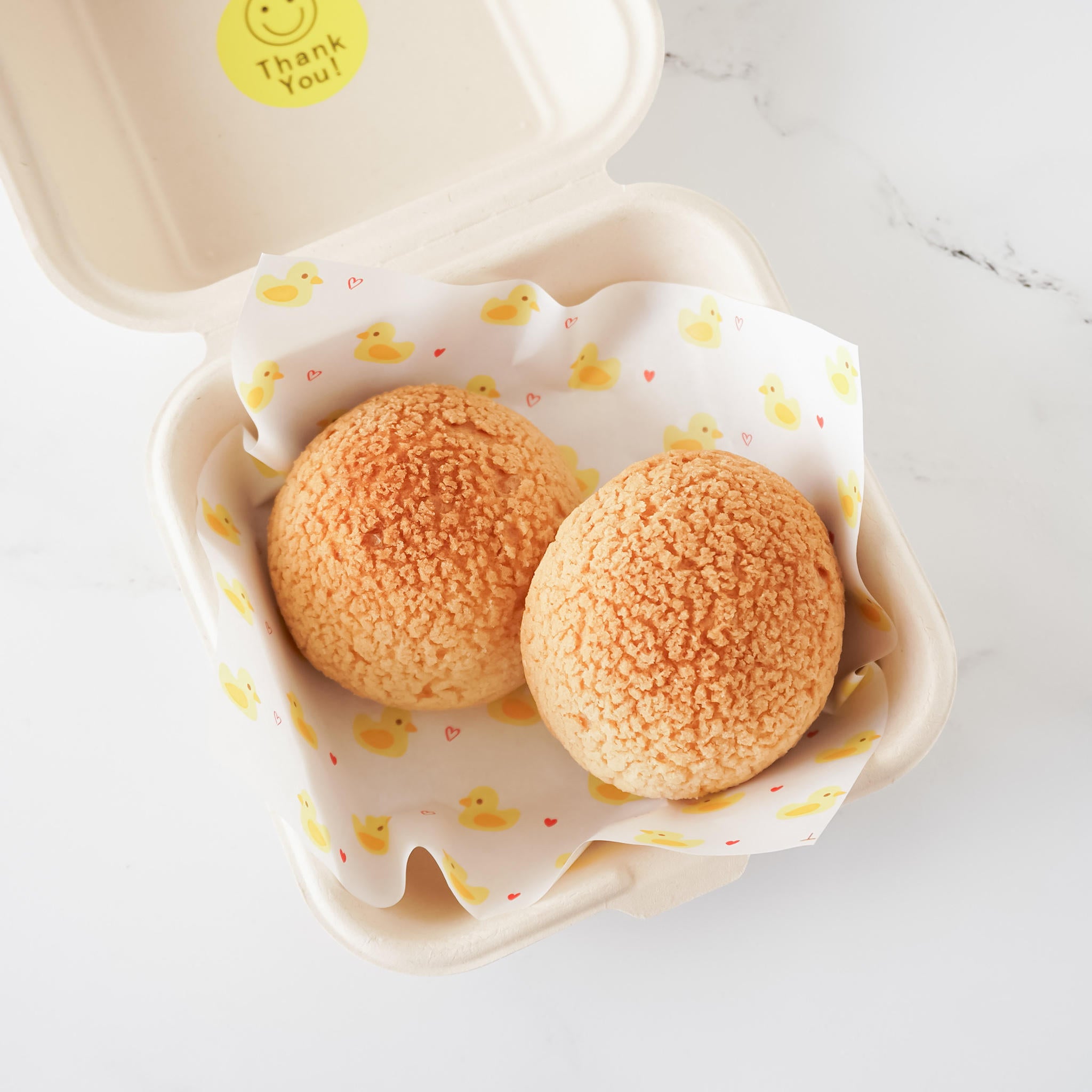 yellow duck and heart printed deli paper, cookie choux