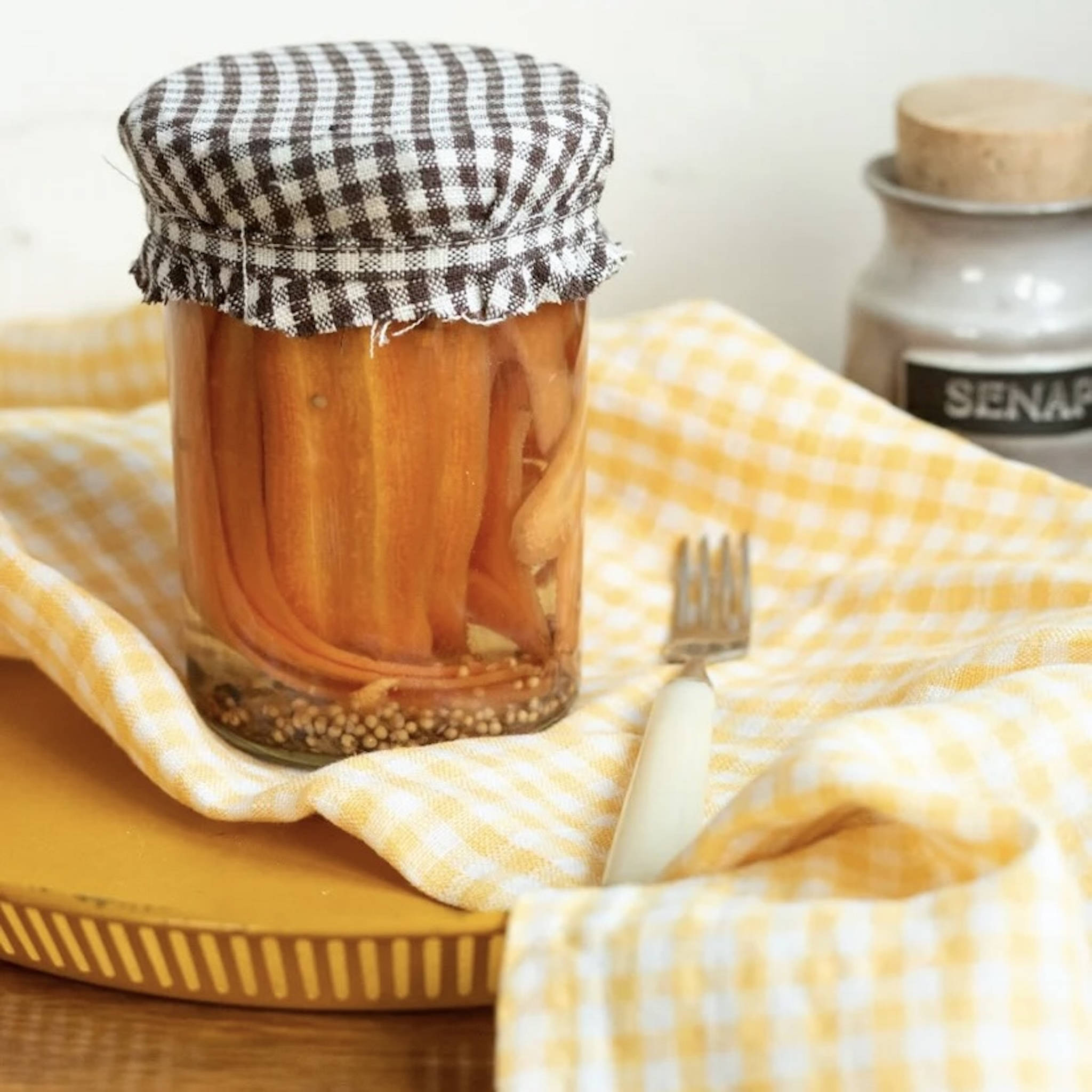 yellow gingham check linen kitchen cloth