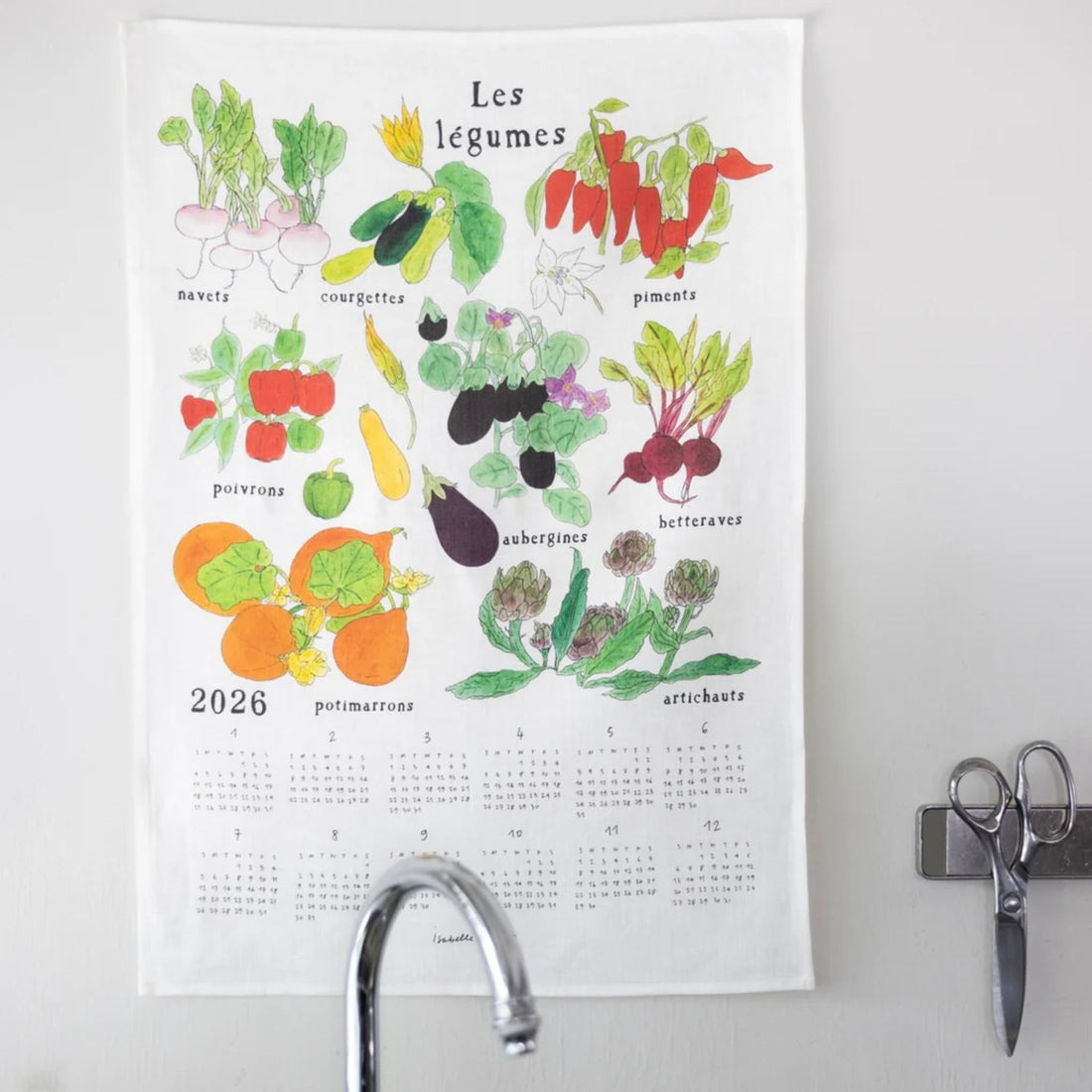 Calendar with vegetable illustrations titled &