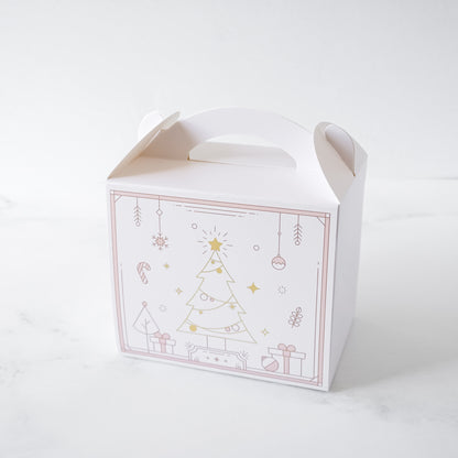White gable box with Christmas tree design on a white background