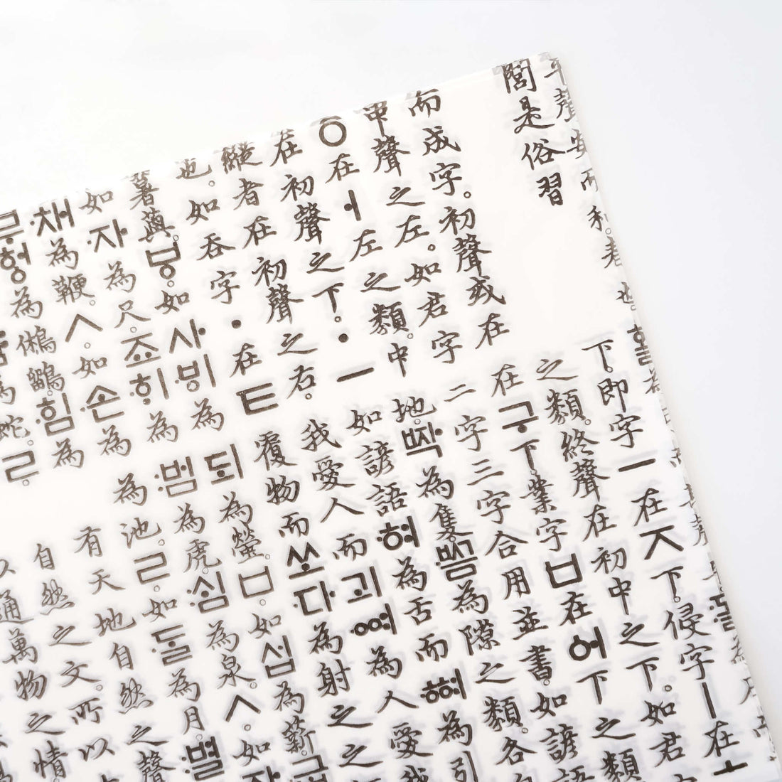 Close-up of handwritten hangul text on a white background