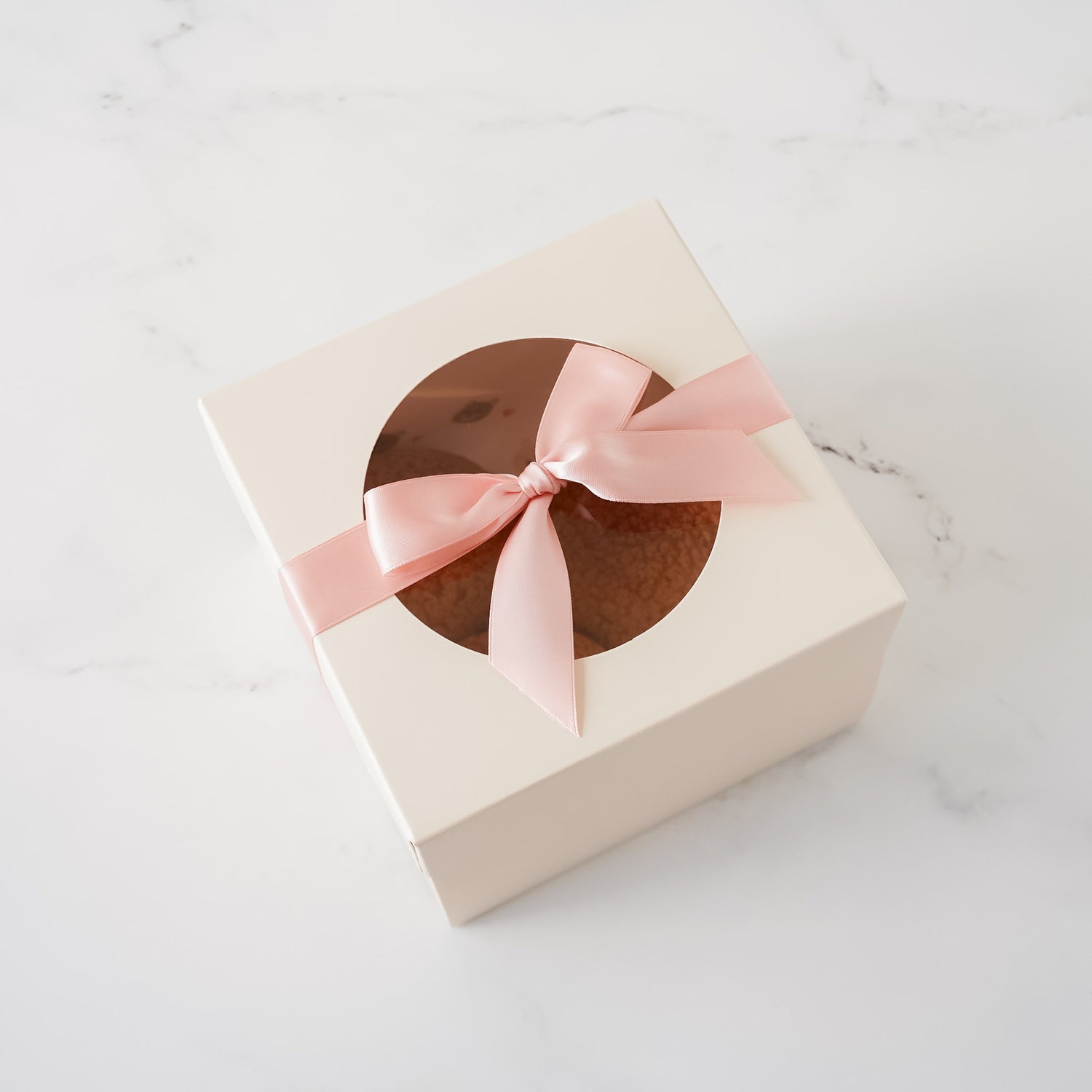 bakery cookie box with window in ivory