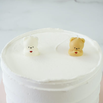 party candles in beige and white