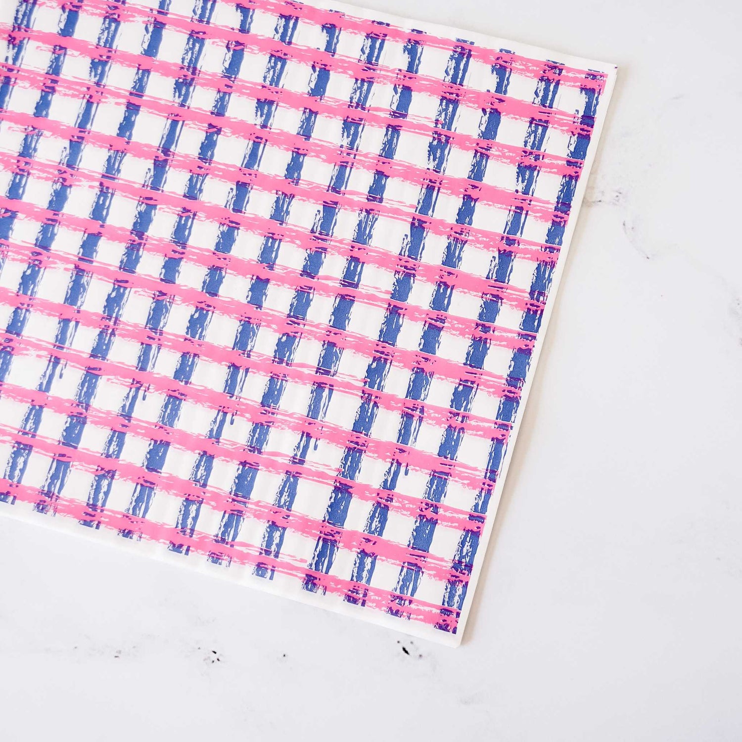 pink, blue check printed deli paper