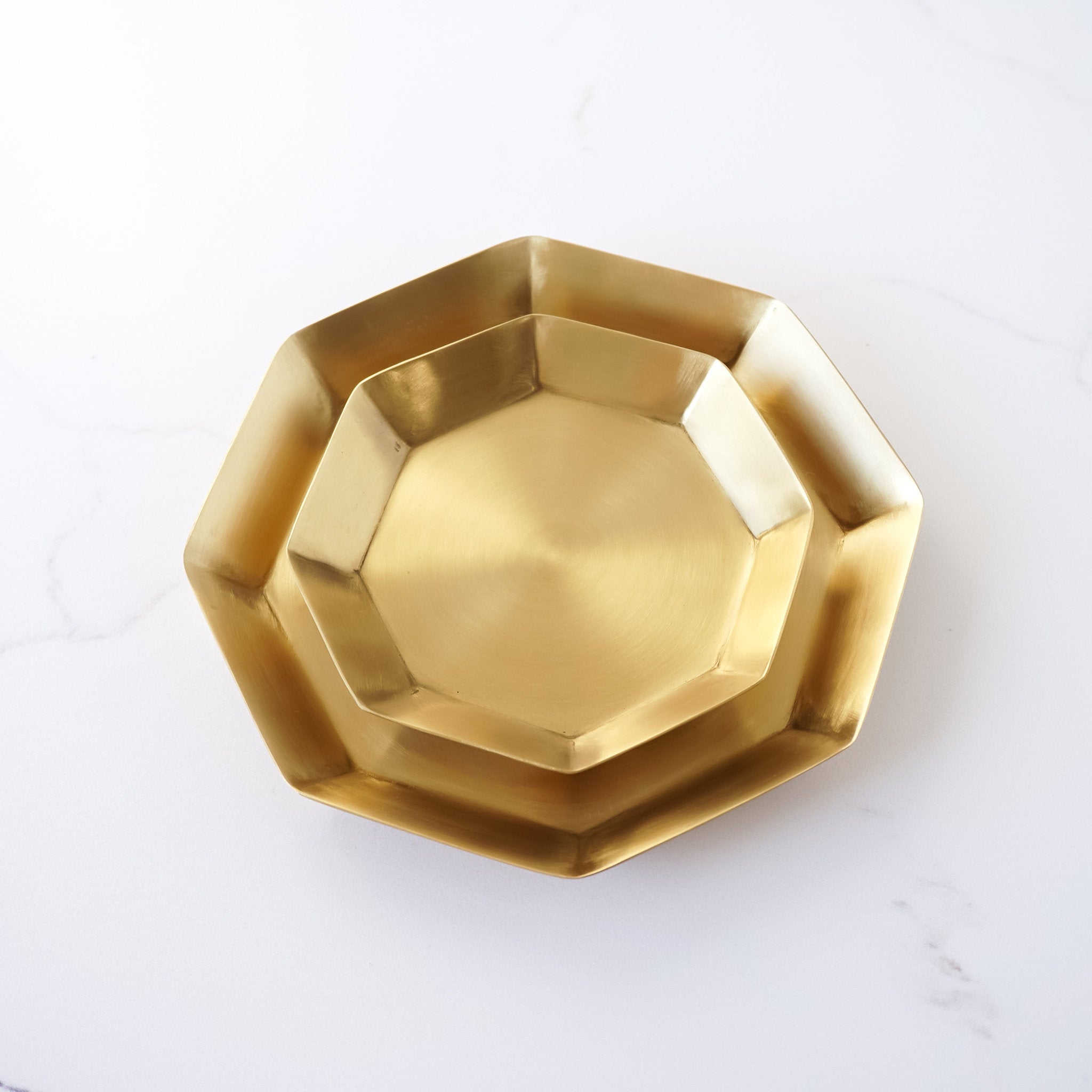 brass decorative tray in small and medium, octagon shaped, 