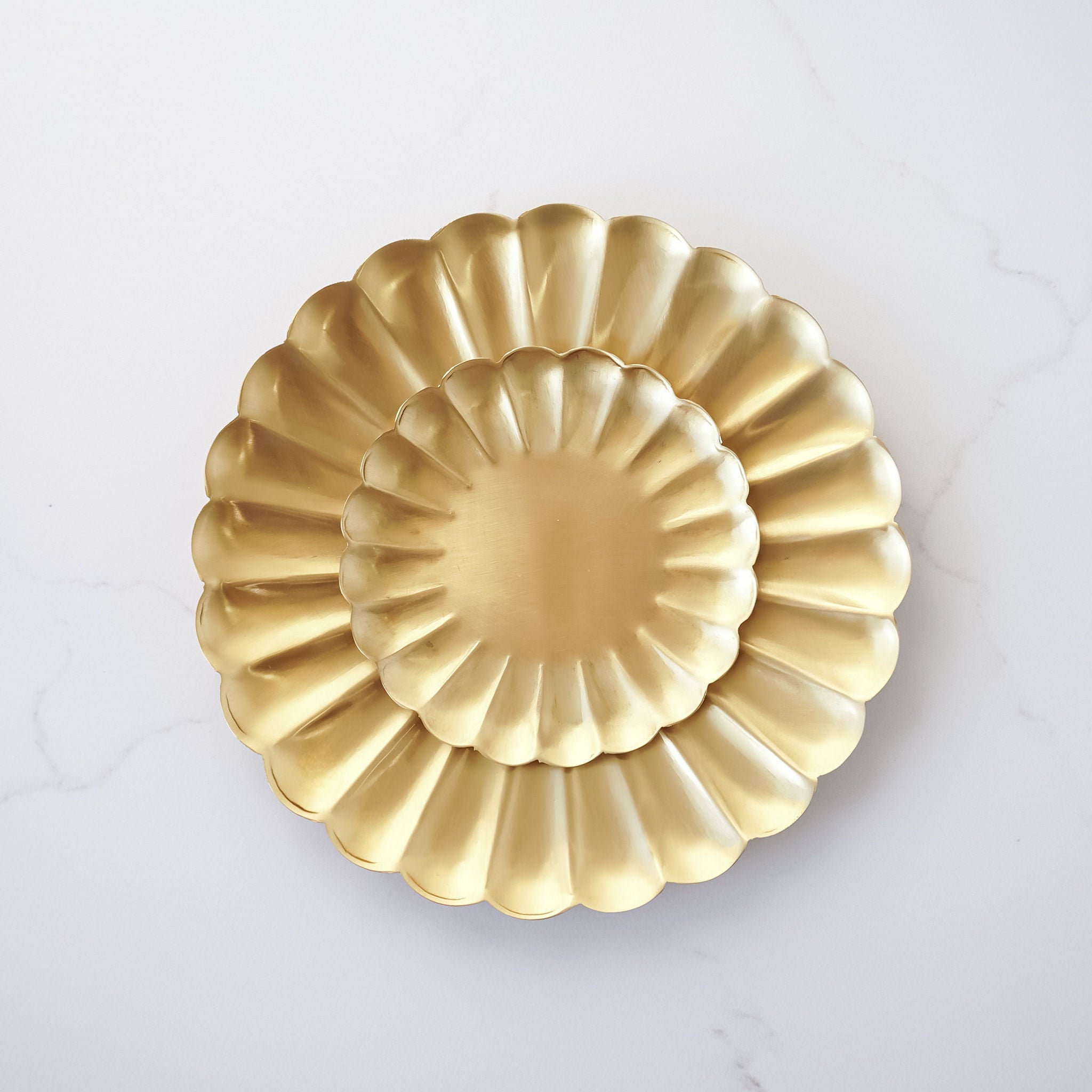 petal shaped brass tray in small, medium