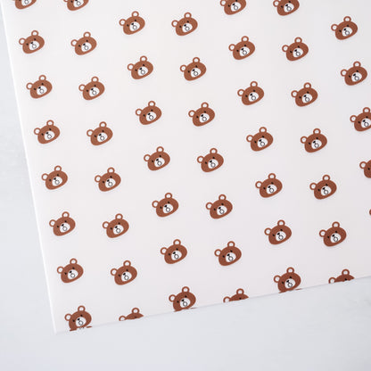 White deli paper with brown teddy bear pattern