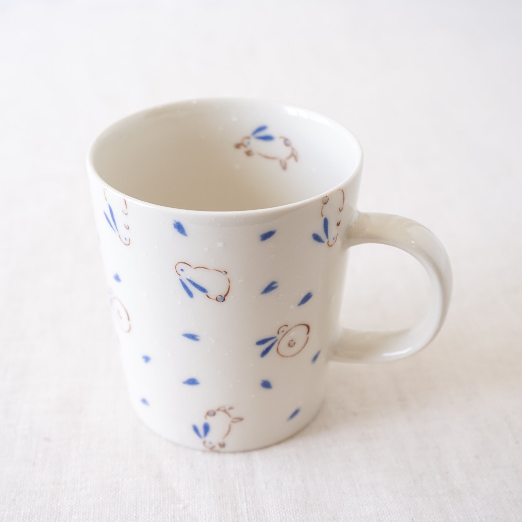 bunny ceramic mug in blue