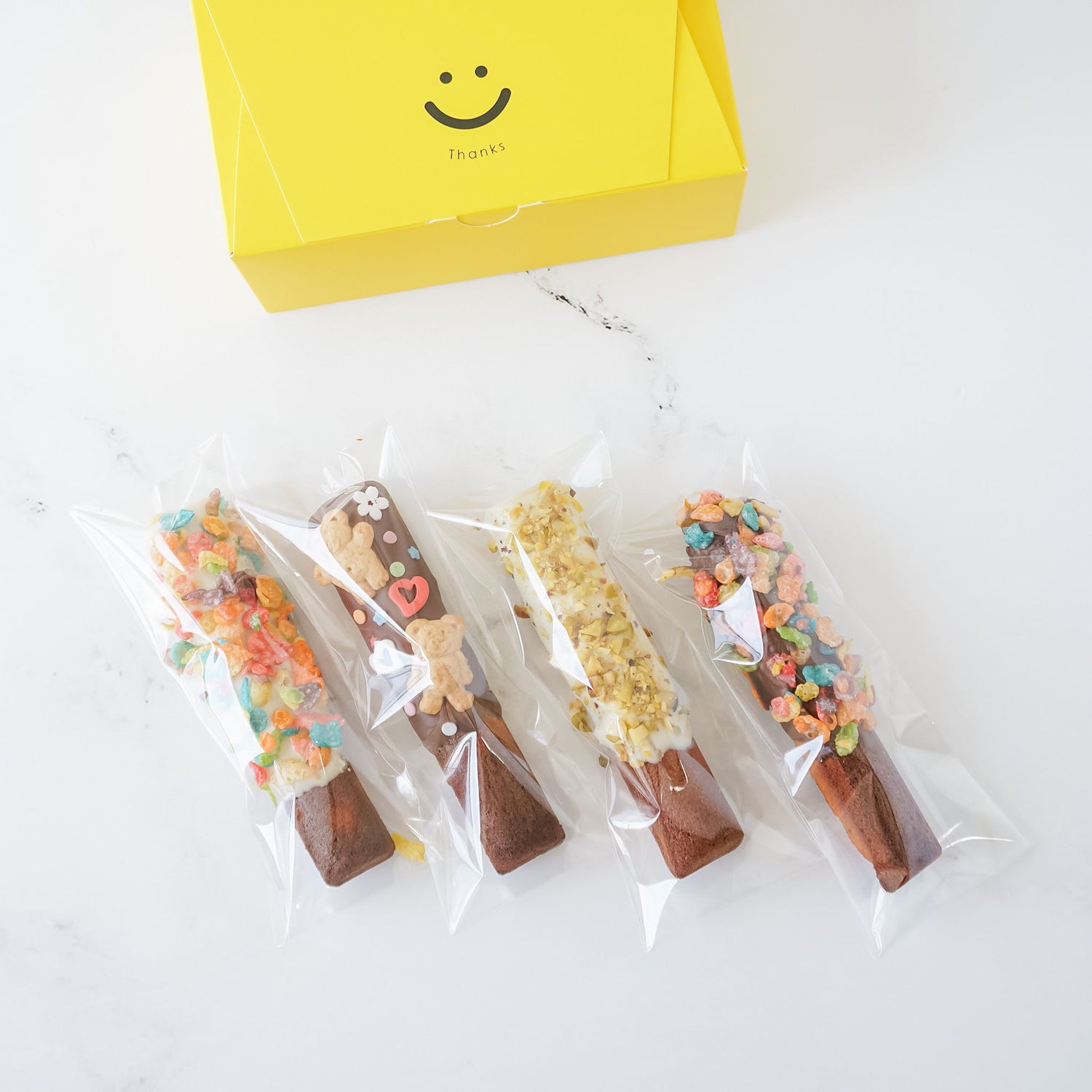 self adhesive clear cellophane bags, smile bakery box