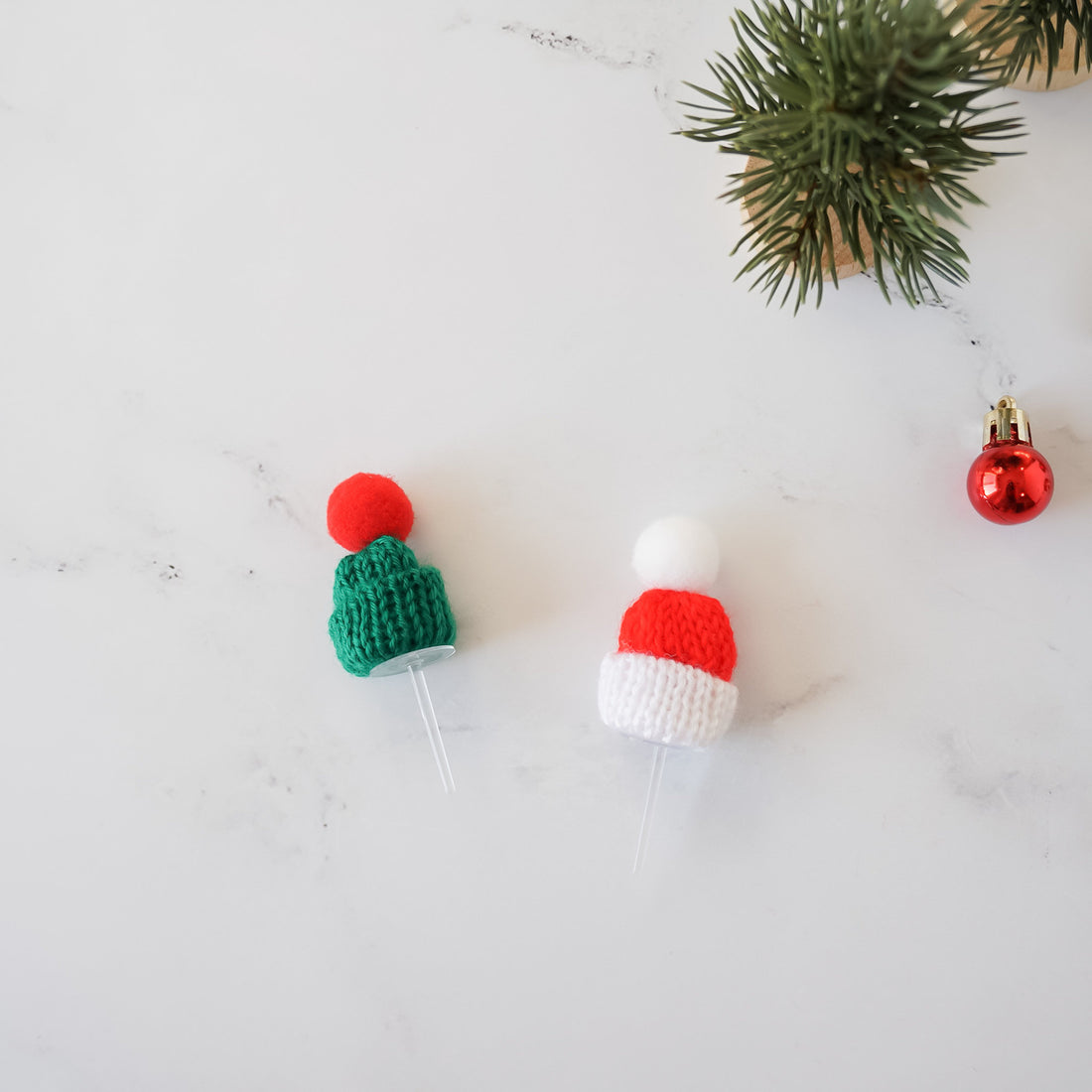 cake toppers - pom pom knit hat