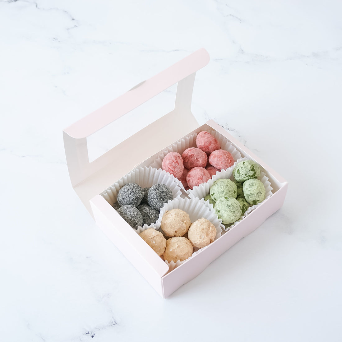 cookie box with window in blush pink