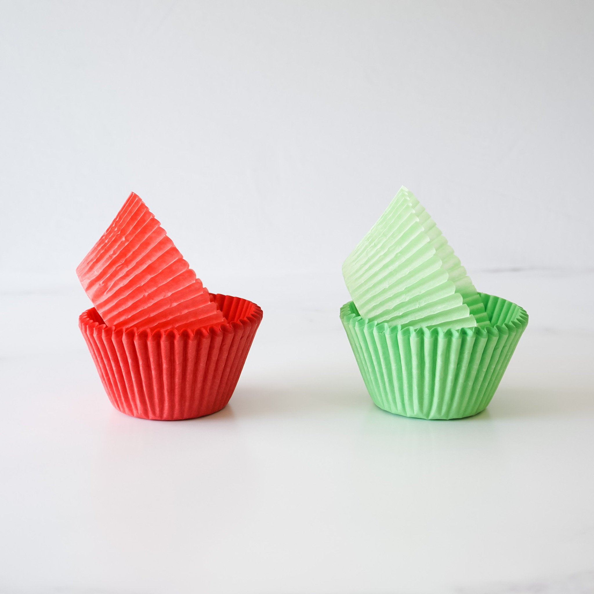 cupcake liners in red and green
