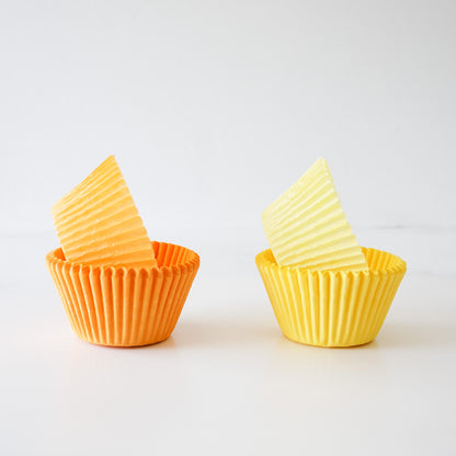 cupcake liners in orange and yellow