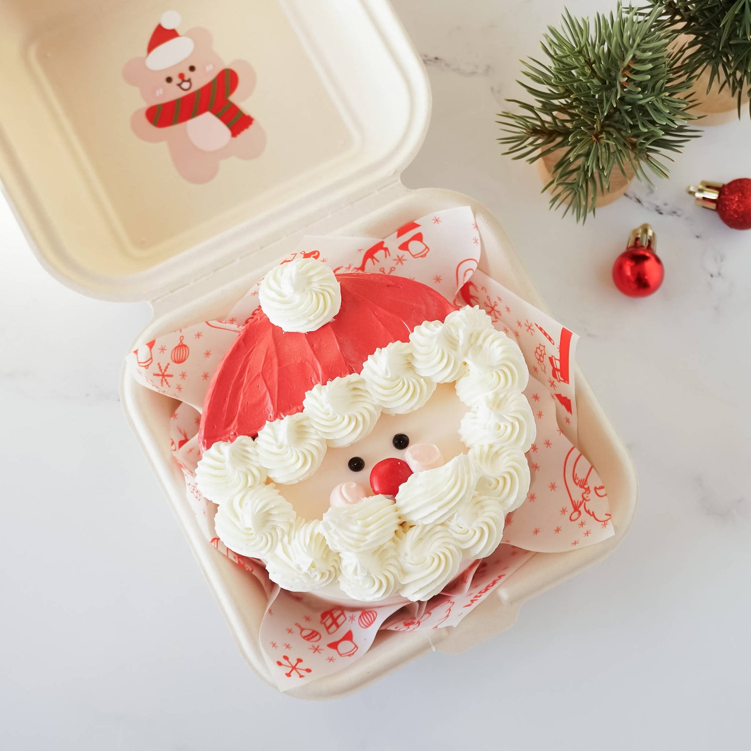 Santa bento cake, Santa bear sticker