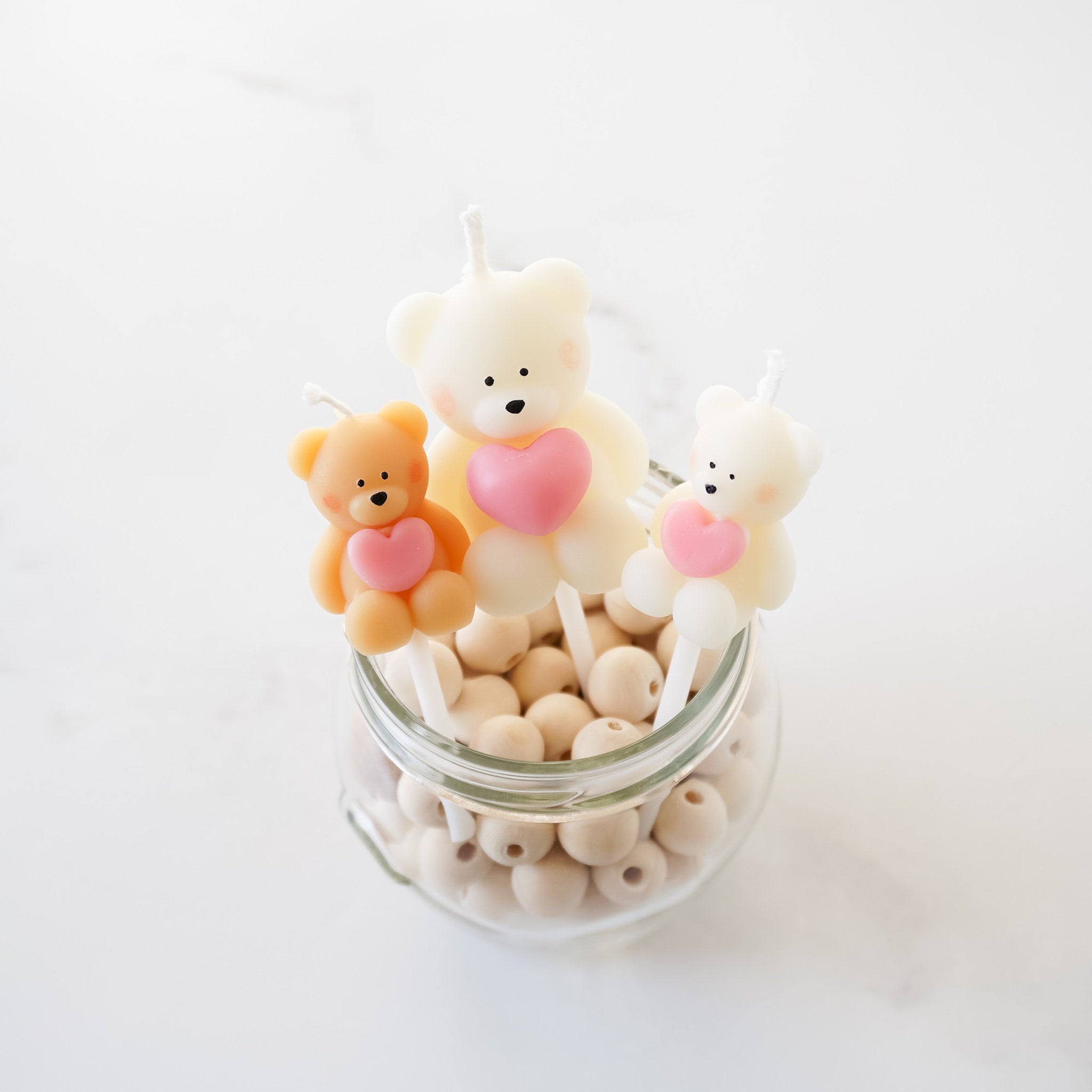 heart bear birthday cake candles