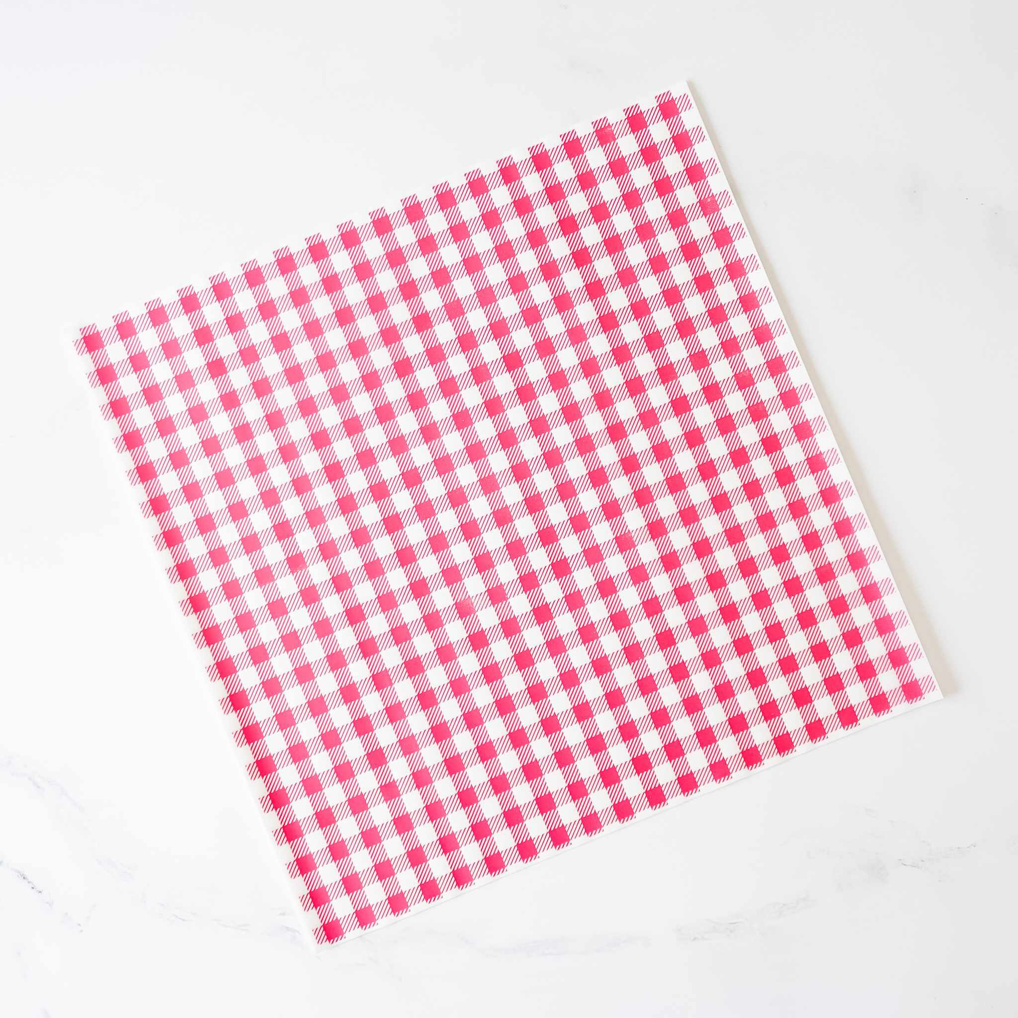 pink check printed deli paper
