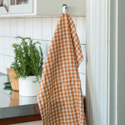 linen kitchen cloth in orange/beige, fog linen work