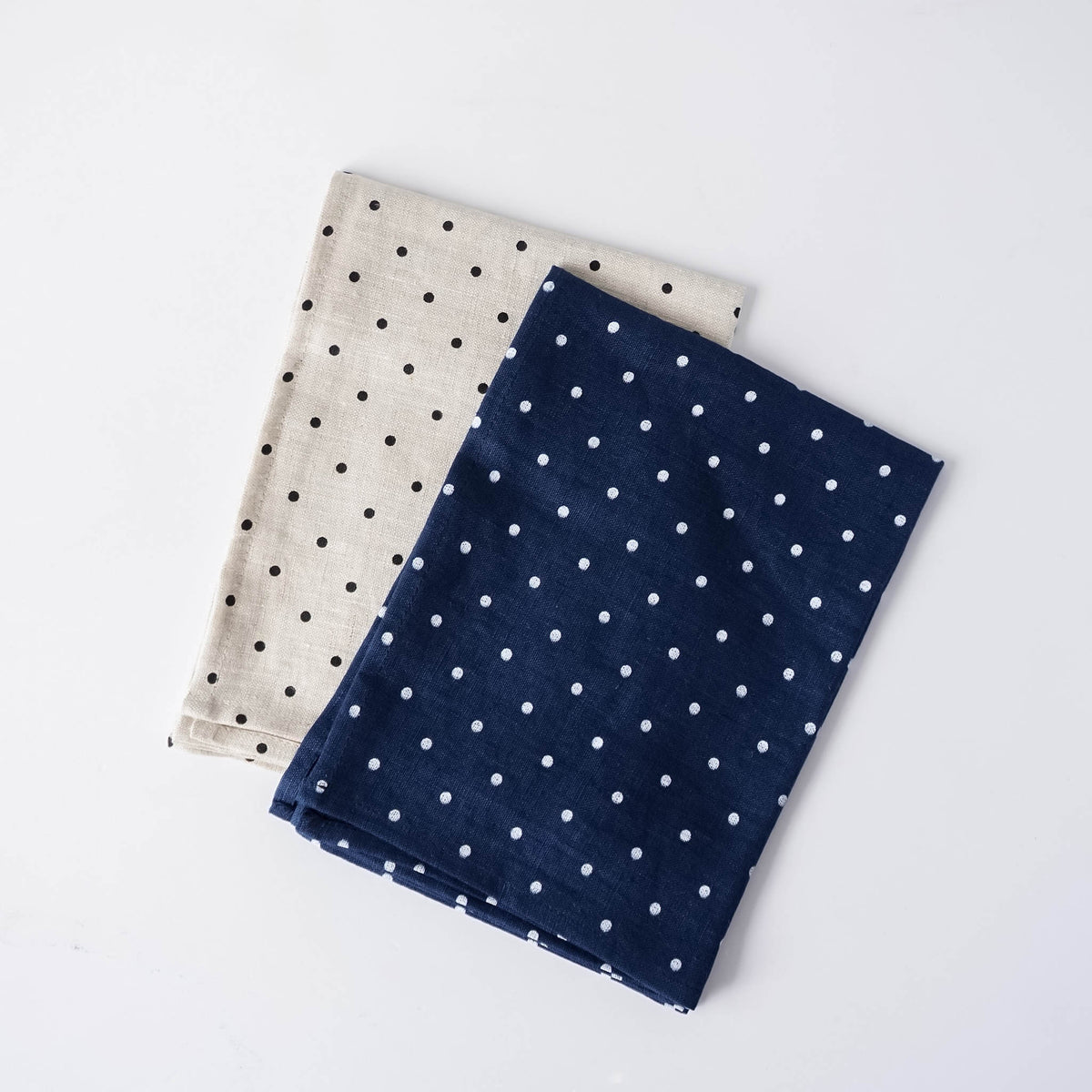 Polka Dot Linen Dishcloth - Natural, Navy