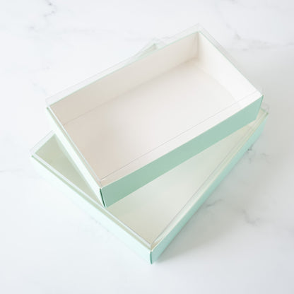 mint bakery boxes with clear lids