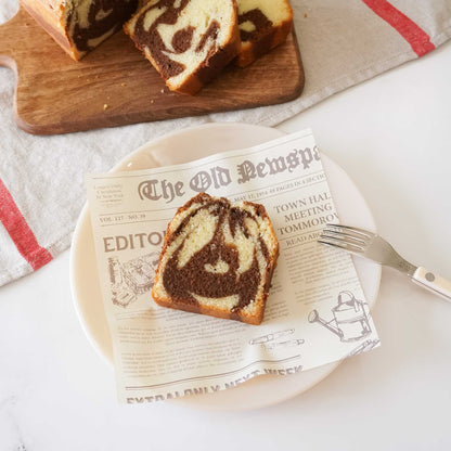 marble pound cake, newspaper deli paper
