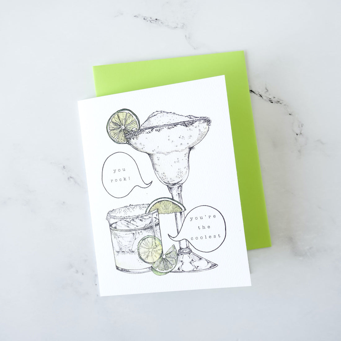 margaritas greeting card, green envelope
