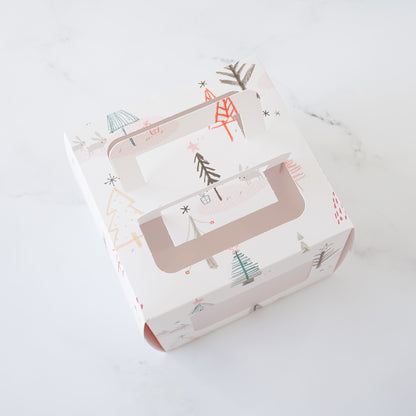 cake box with Christmas tree print
