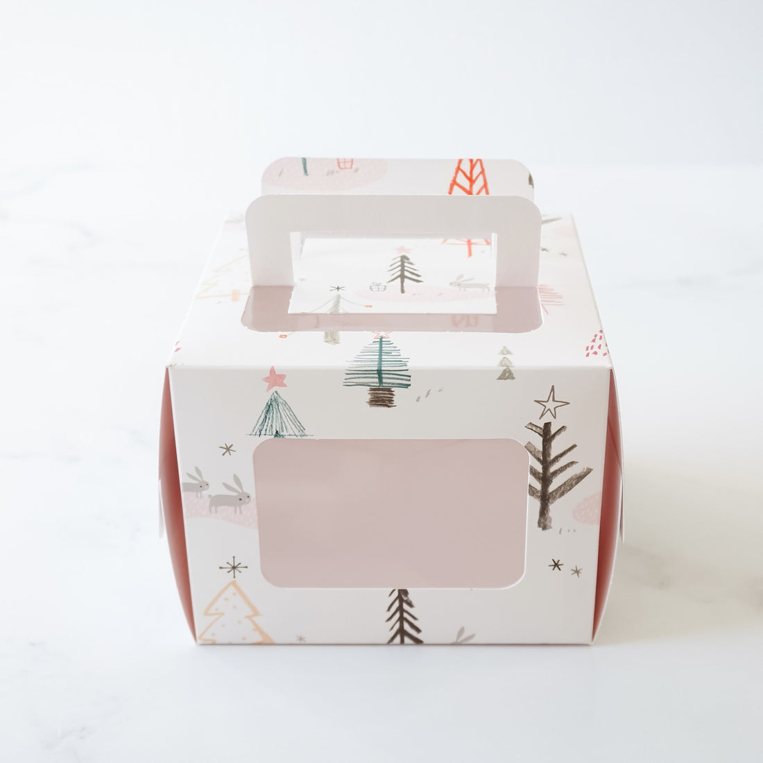 mini cake box with Christmas tree print