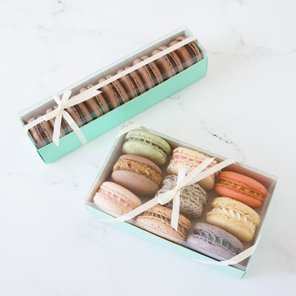 macaron bakery boxes in mint