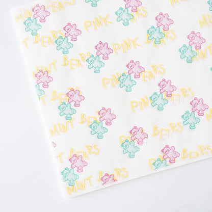pink and mint bear printed parchment paper