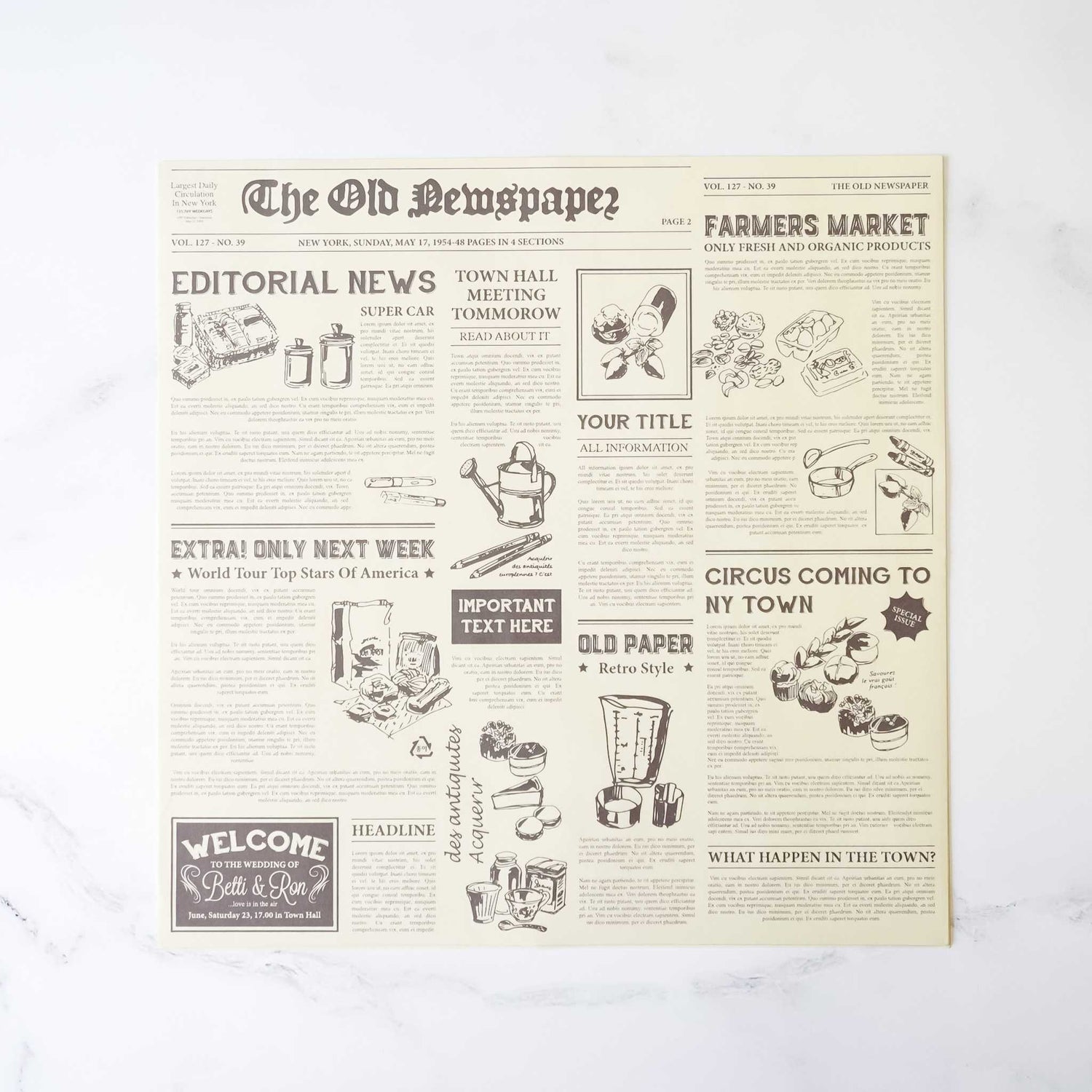 newspaper print deli paper