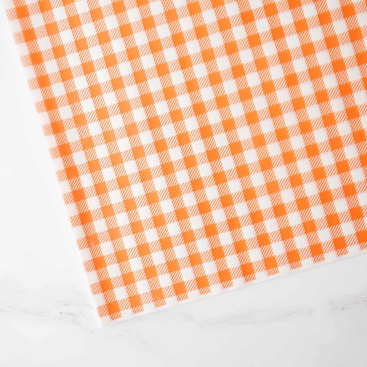 orange and white check deli paper